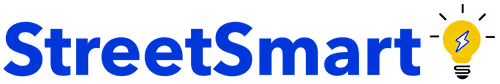 StreetSmart logo with a yellow lightbulb icon containing a blue lightning bolt.