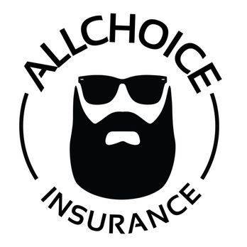 AllChoice Insurance logo featuring a stylized bearded face wearing sunglasses.
