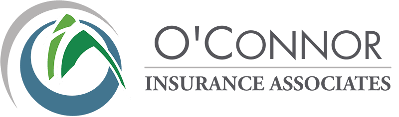 O'Connor Insurance Associates logo with a stylized circular design in green, blue, and gray to the left of the company name.