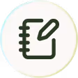 Icon of a spiral-bound notebook with a pencil on its cover.