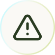 Black warning triangle with exclamation mark inside on a light circular background.