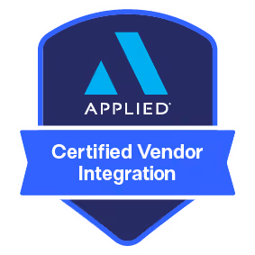 Applied Certified Vendor Integration badge with logo and blue banner.