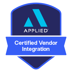Applied Certified Vendor Integration badge with logo and blue banner.
