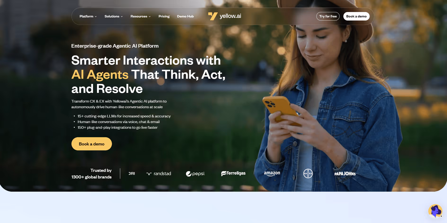 Yellow.ai journey showing voice claim start, SMS status, and human handoff