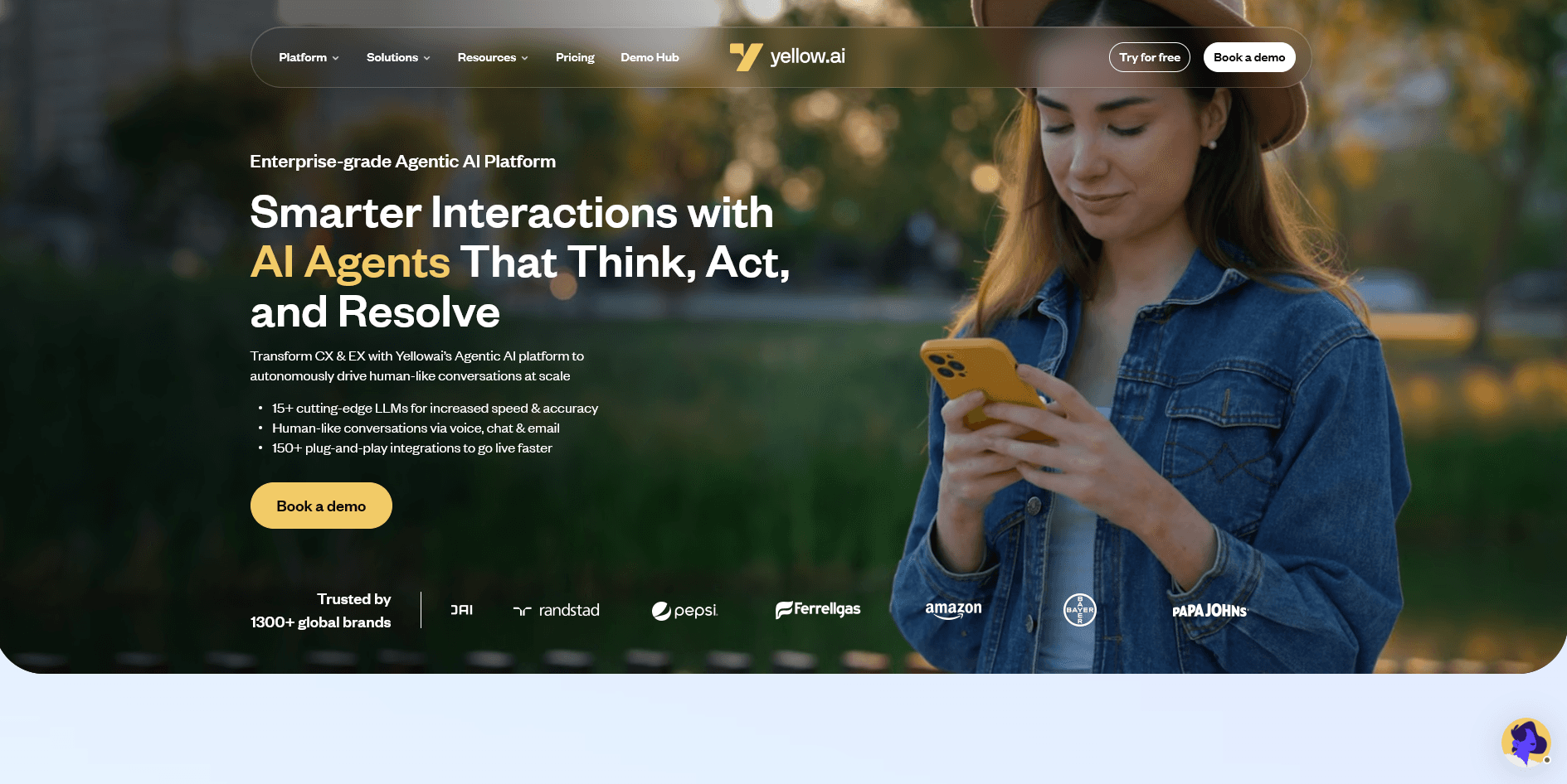Yellow.ai journey showing voice claim start, SMS status, and human handoff