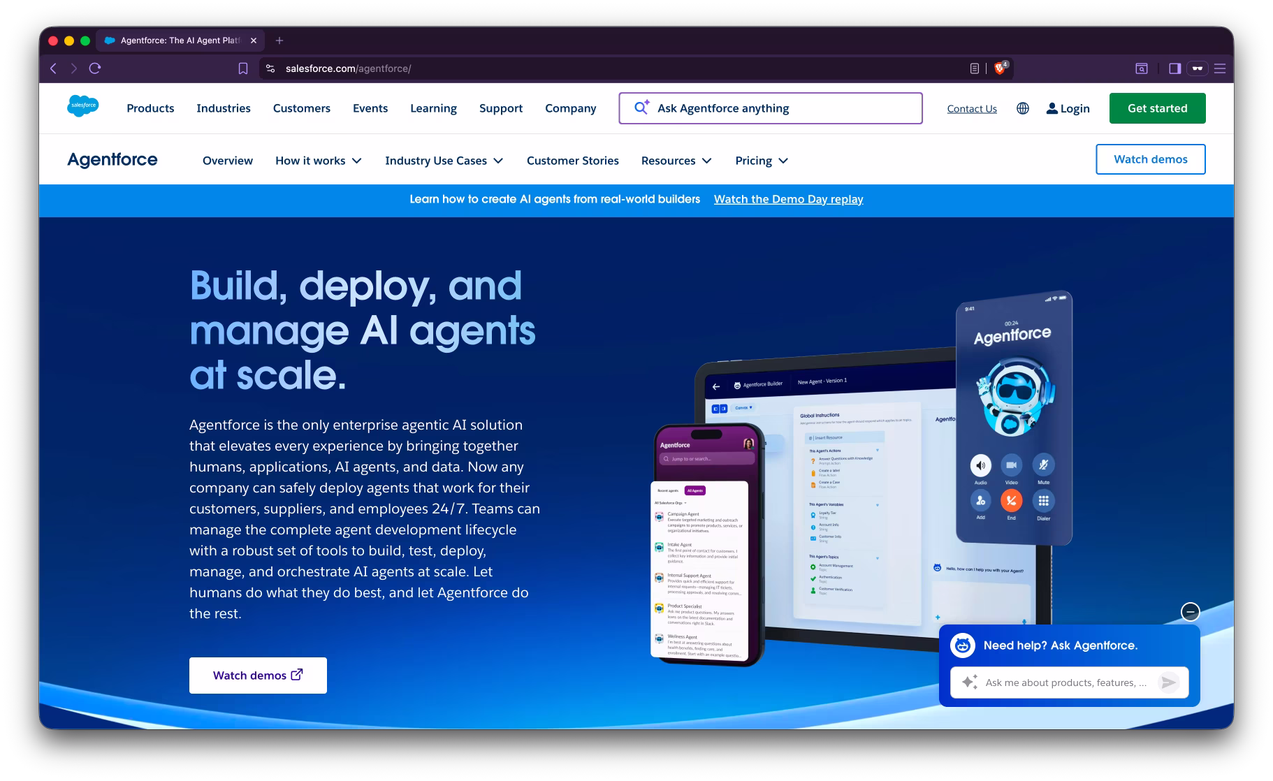 Screenshot of Salesforce Einstein's public page showing the AI layer within Salesforce.