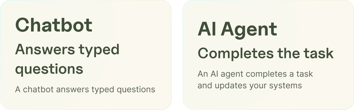 AI agent versus chatbot for an insurance agency, task completion compared.