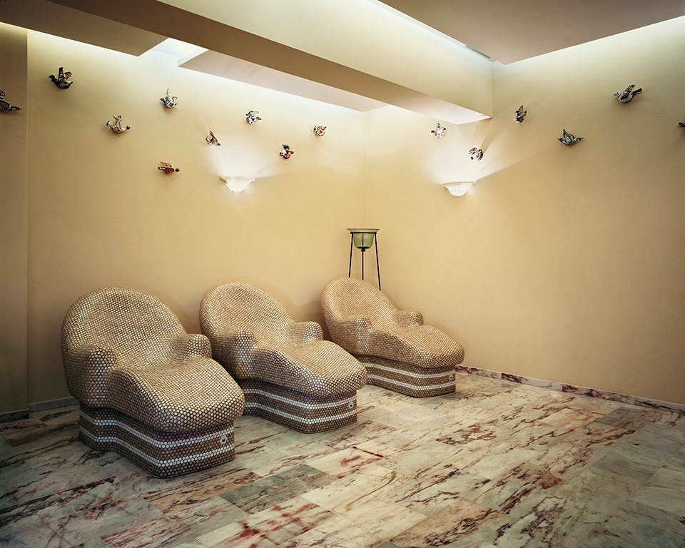 Room with covered furniture