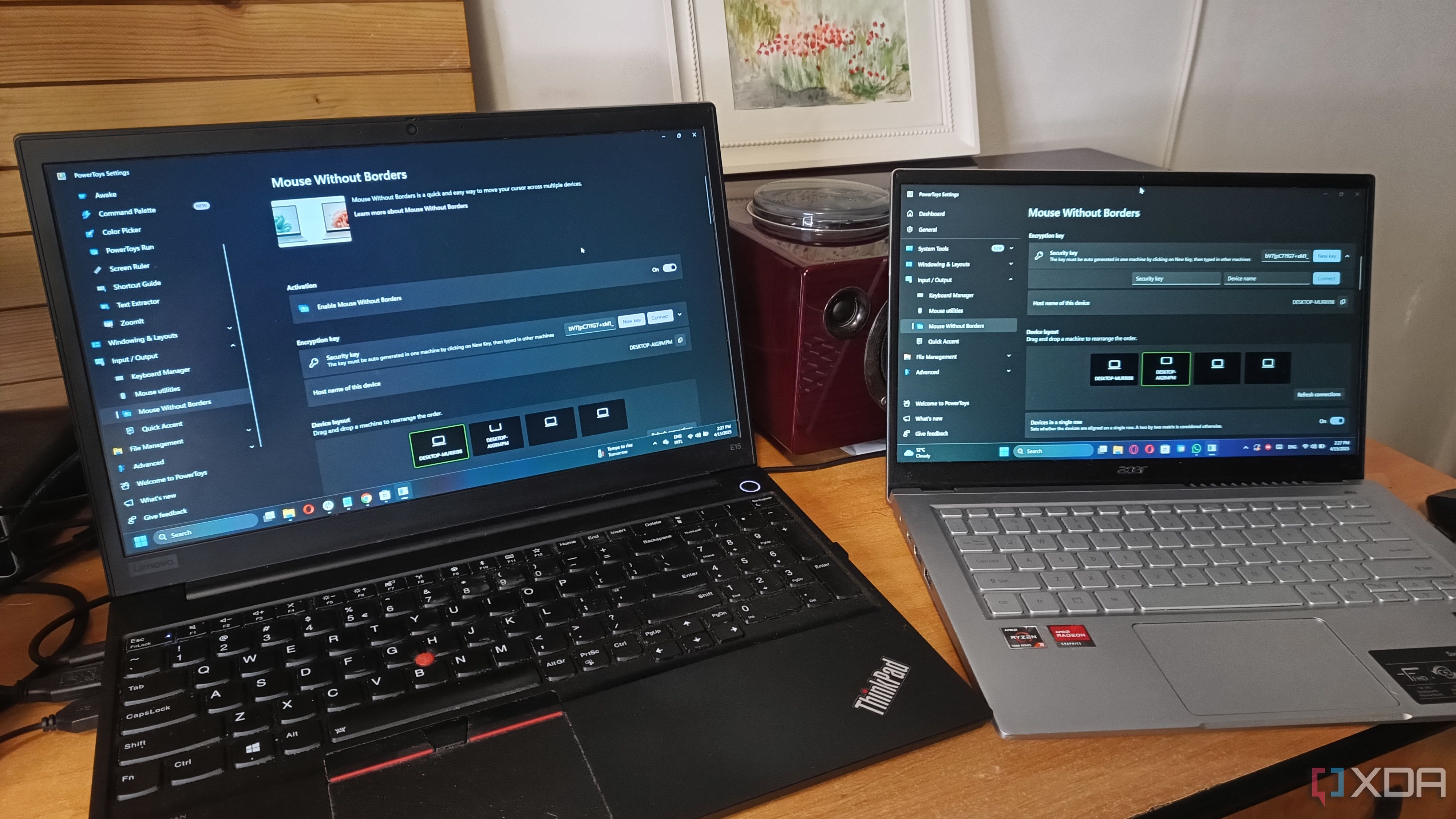 Two laptops connected with a single mouse on Windows
