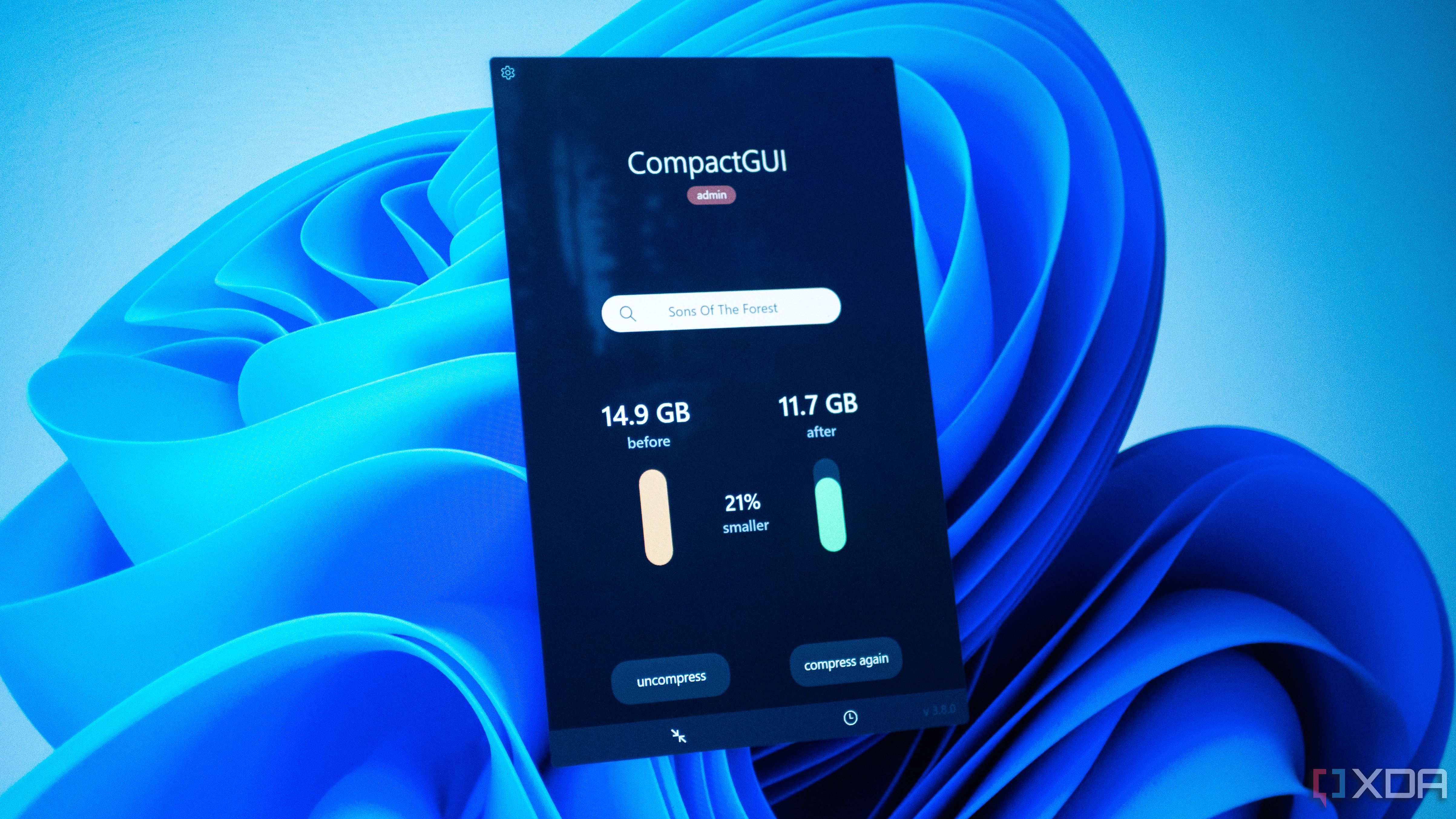 CompactGUI interface showing game compression options