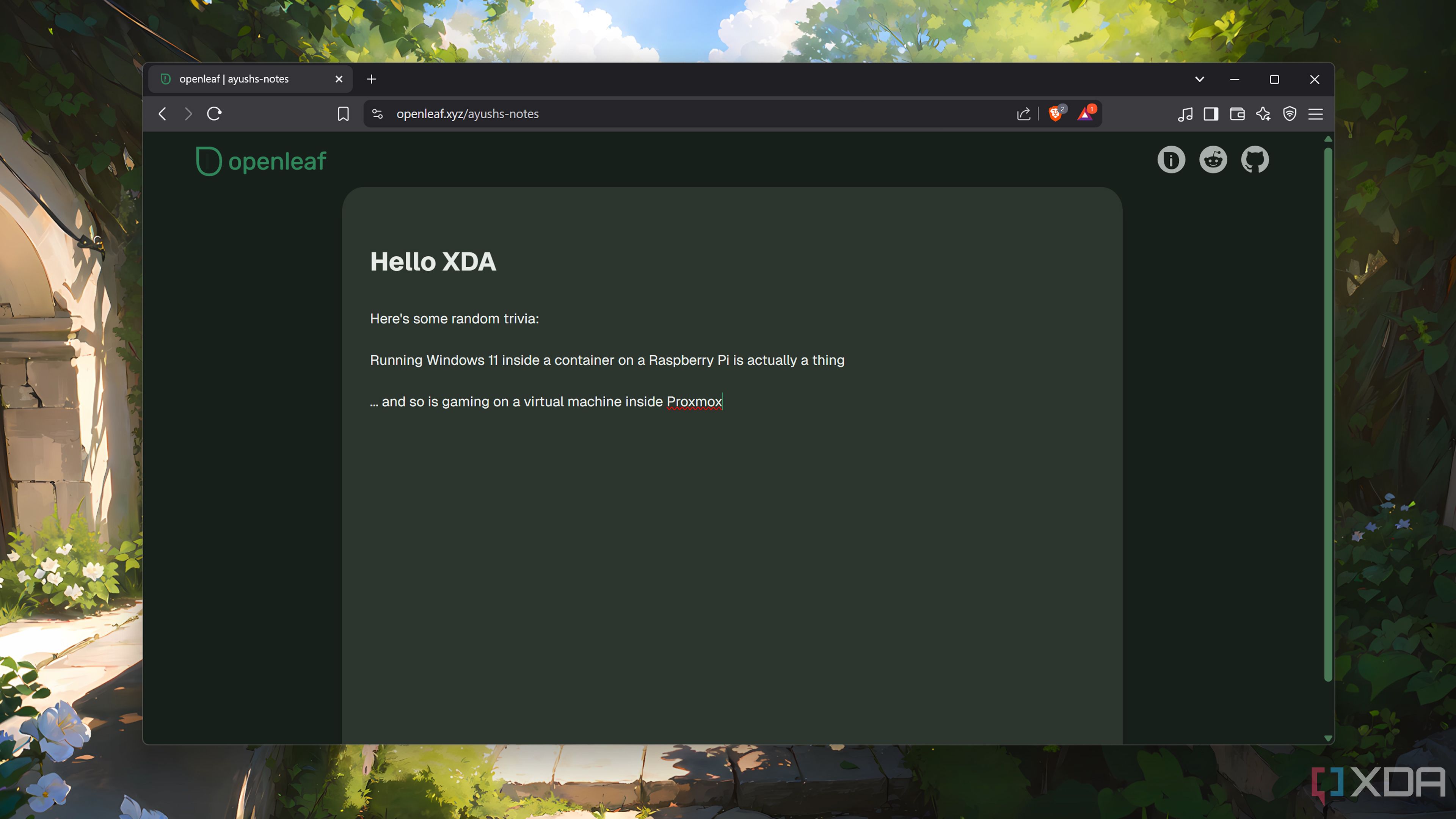 OpenLeaf note-taking interface