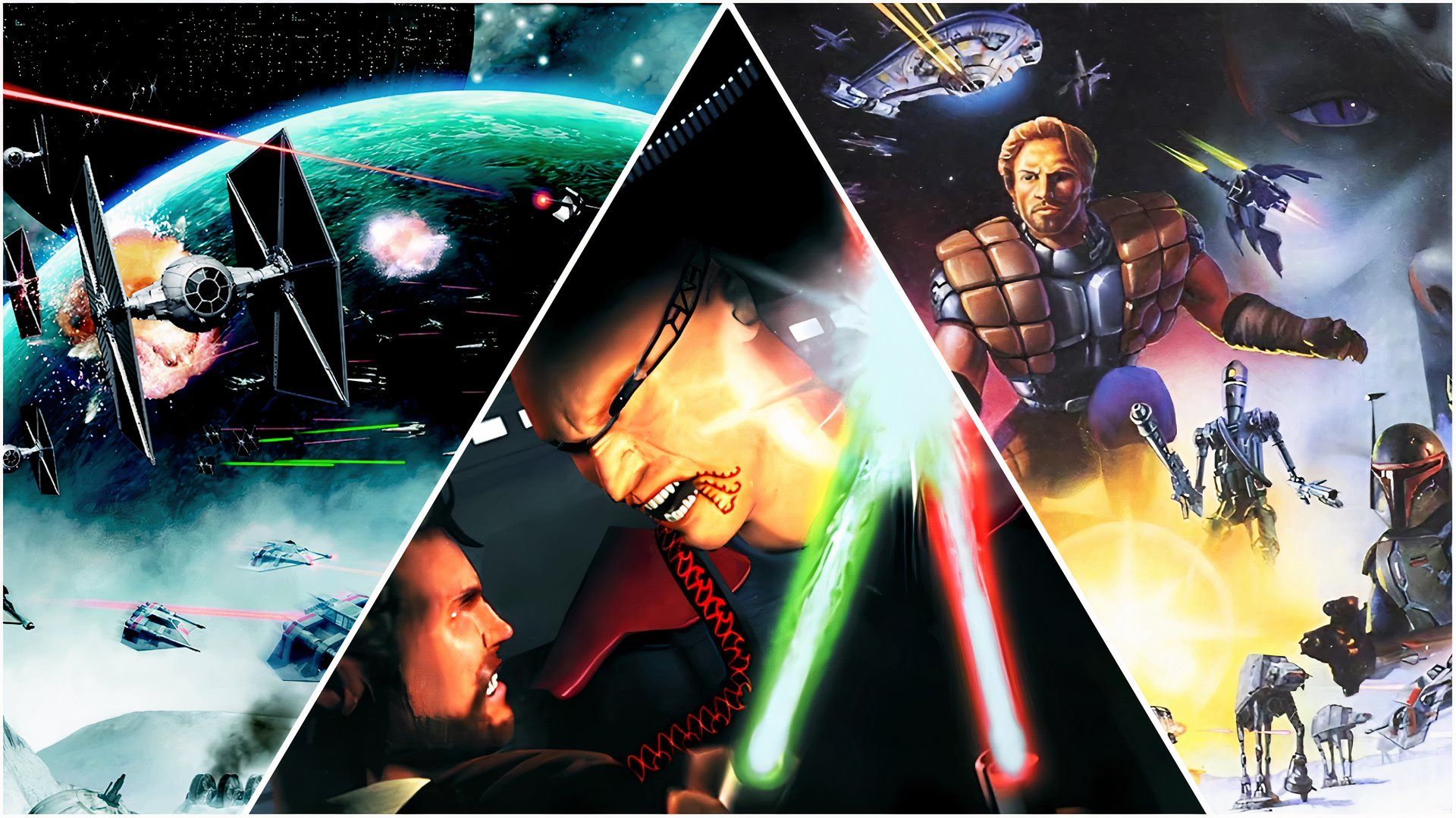 Collage of classic Star Wars games