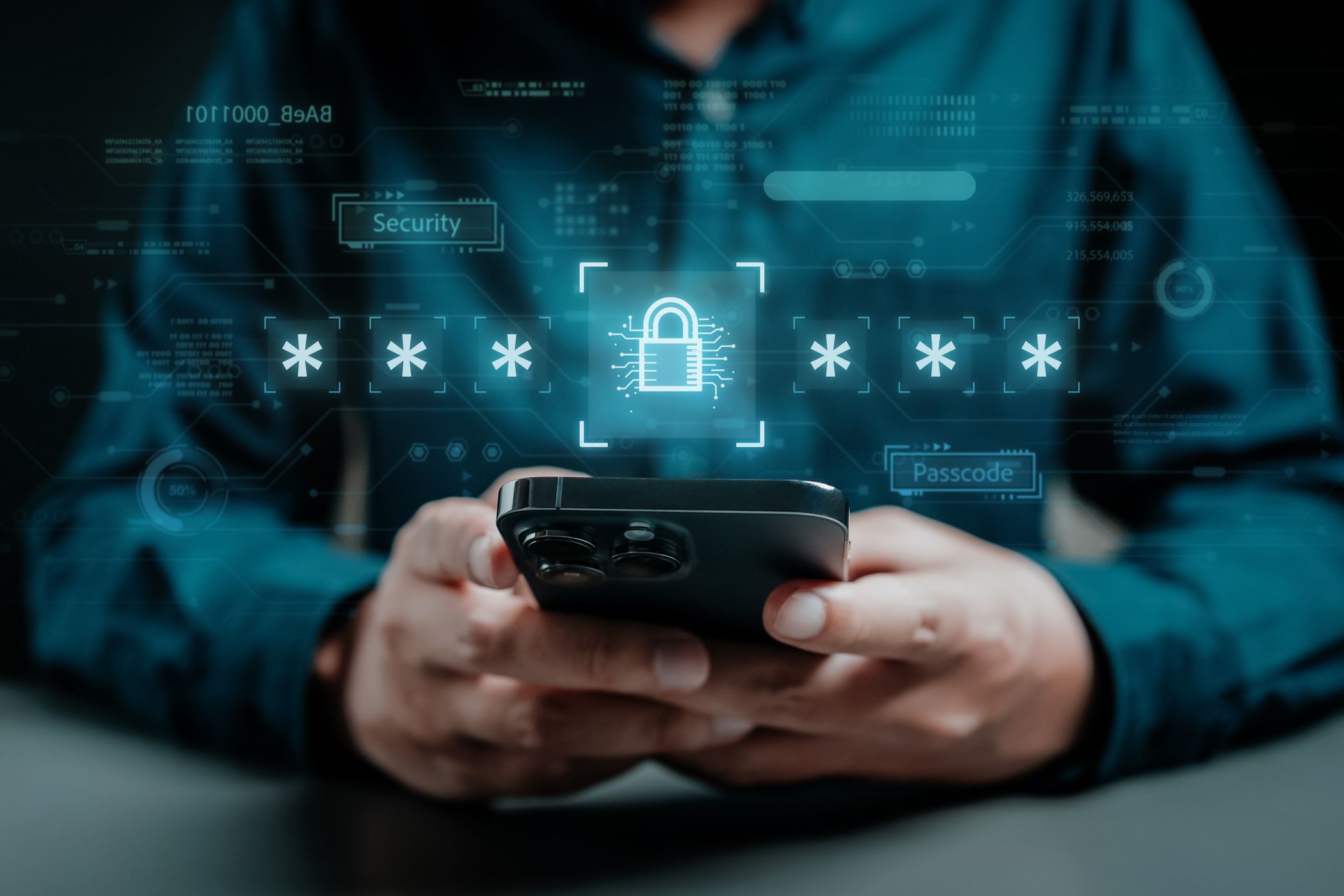 Person entering a secure password on a smartphone