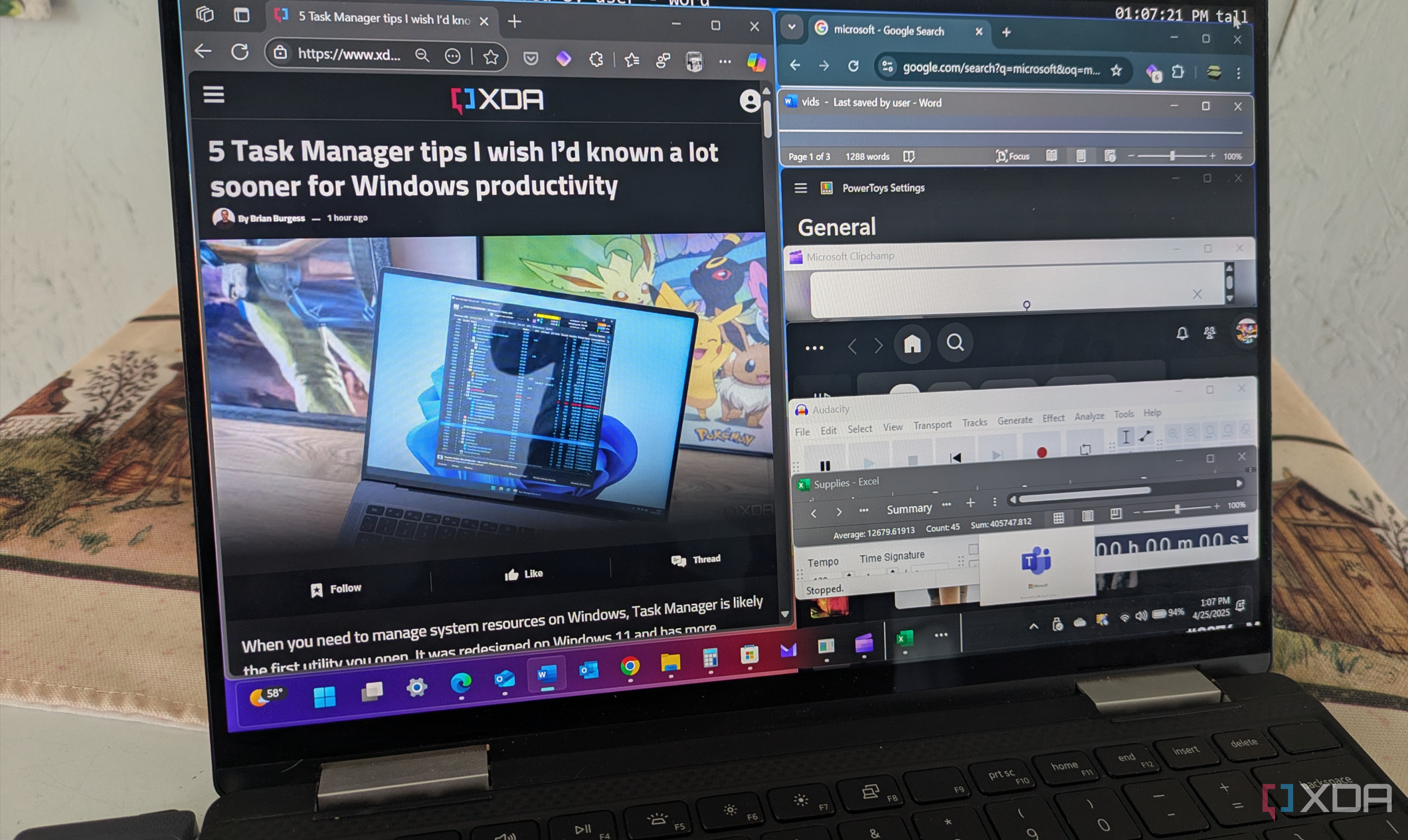 Workspacer window tiling manager on Windows 11 desktop