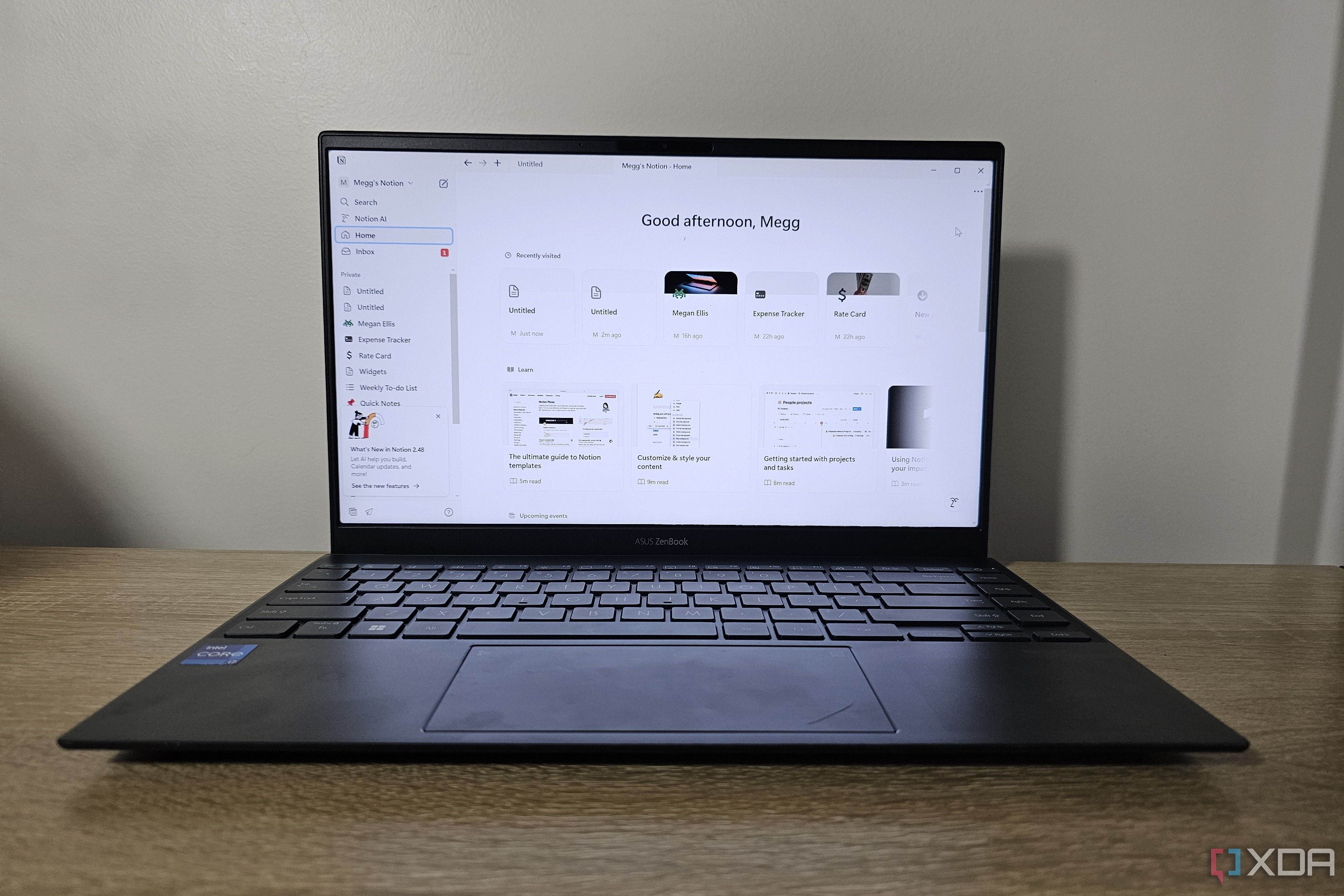 Notion app open on laptop