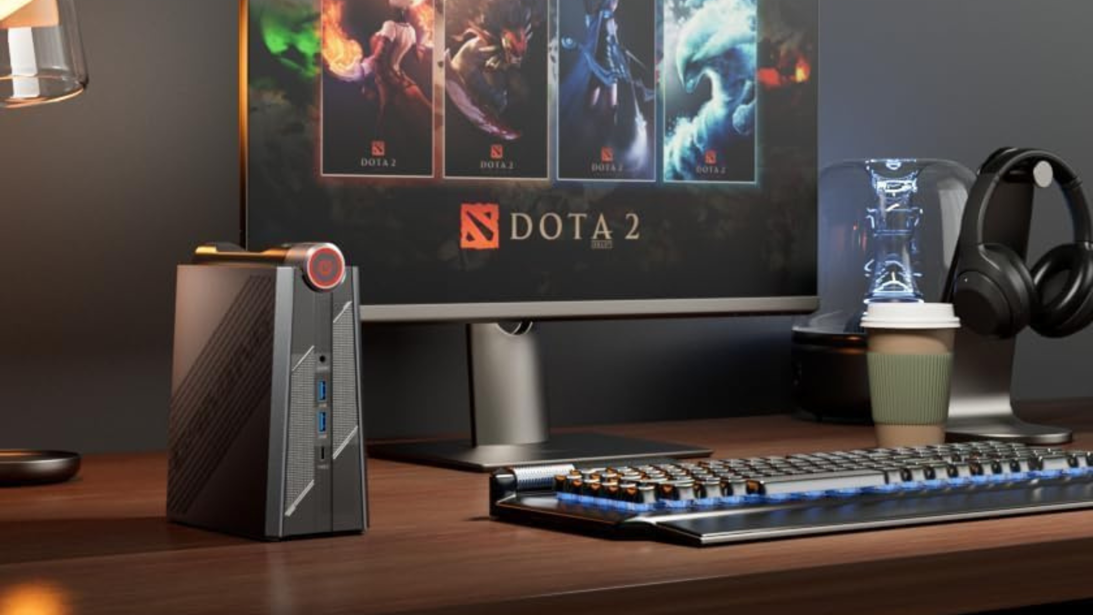 Compact mini PC setup with high-performance capabilities.