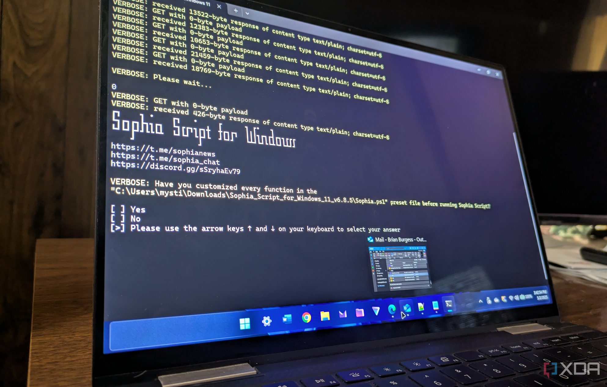 Sophia Script on Windows 11 laptop