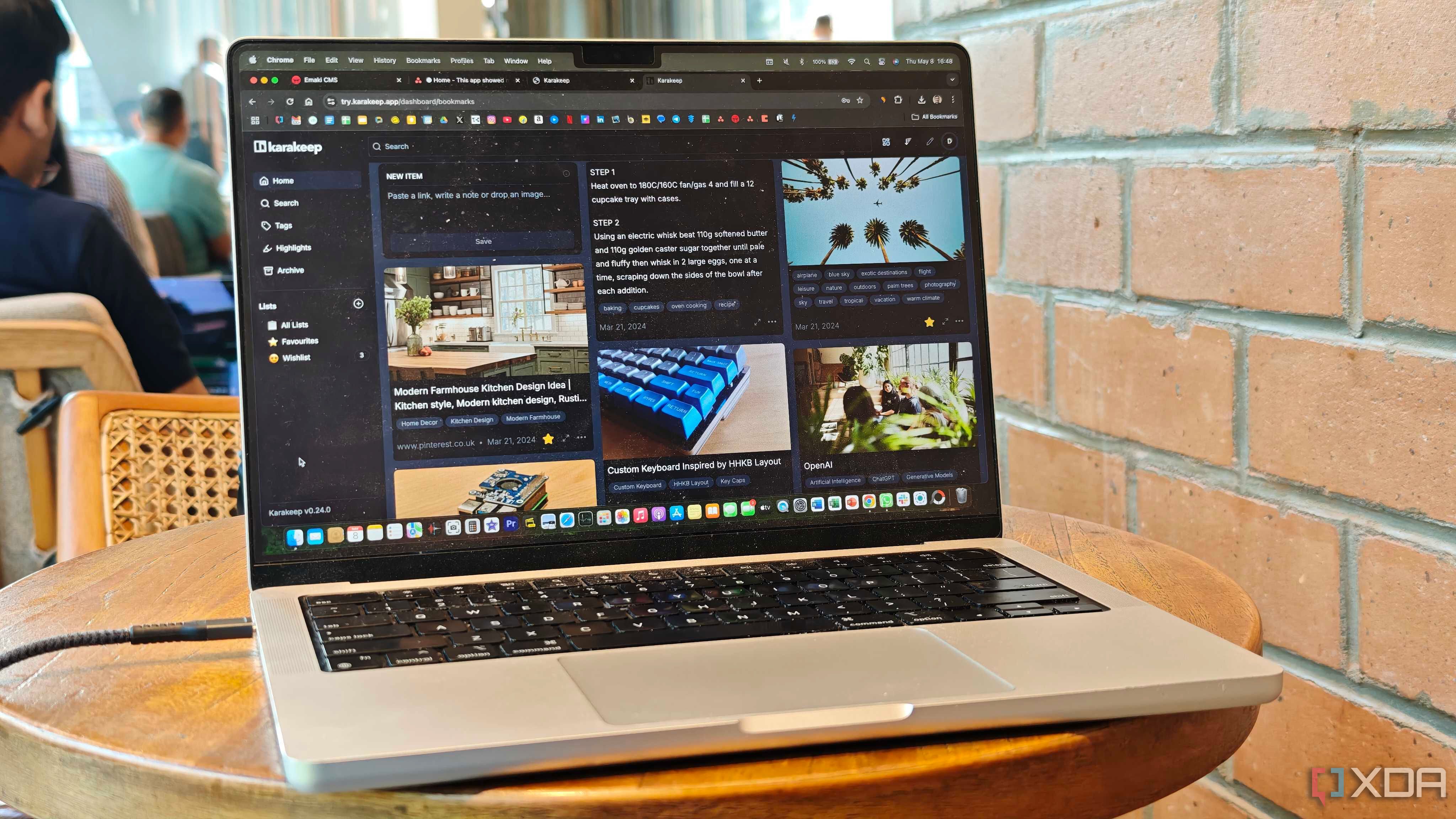 Mac desktop running self-hosted bookmarking app
