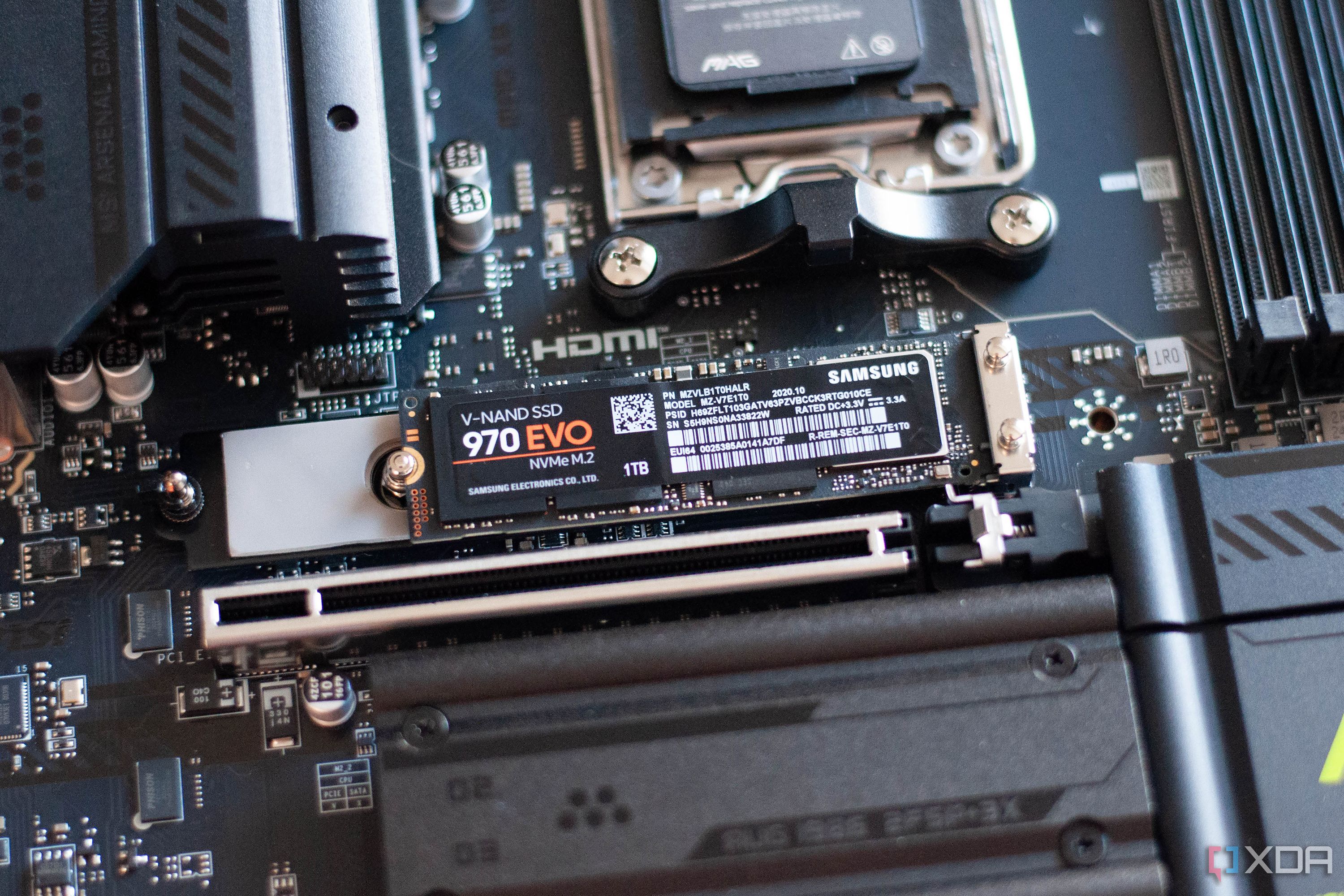 SSD installed on motherboard