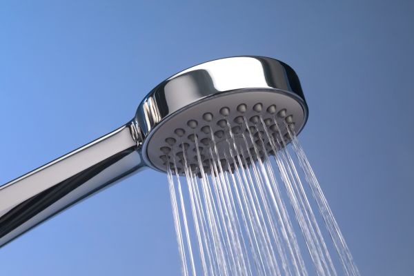 Close-up of water droplets from a shower head