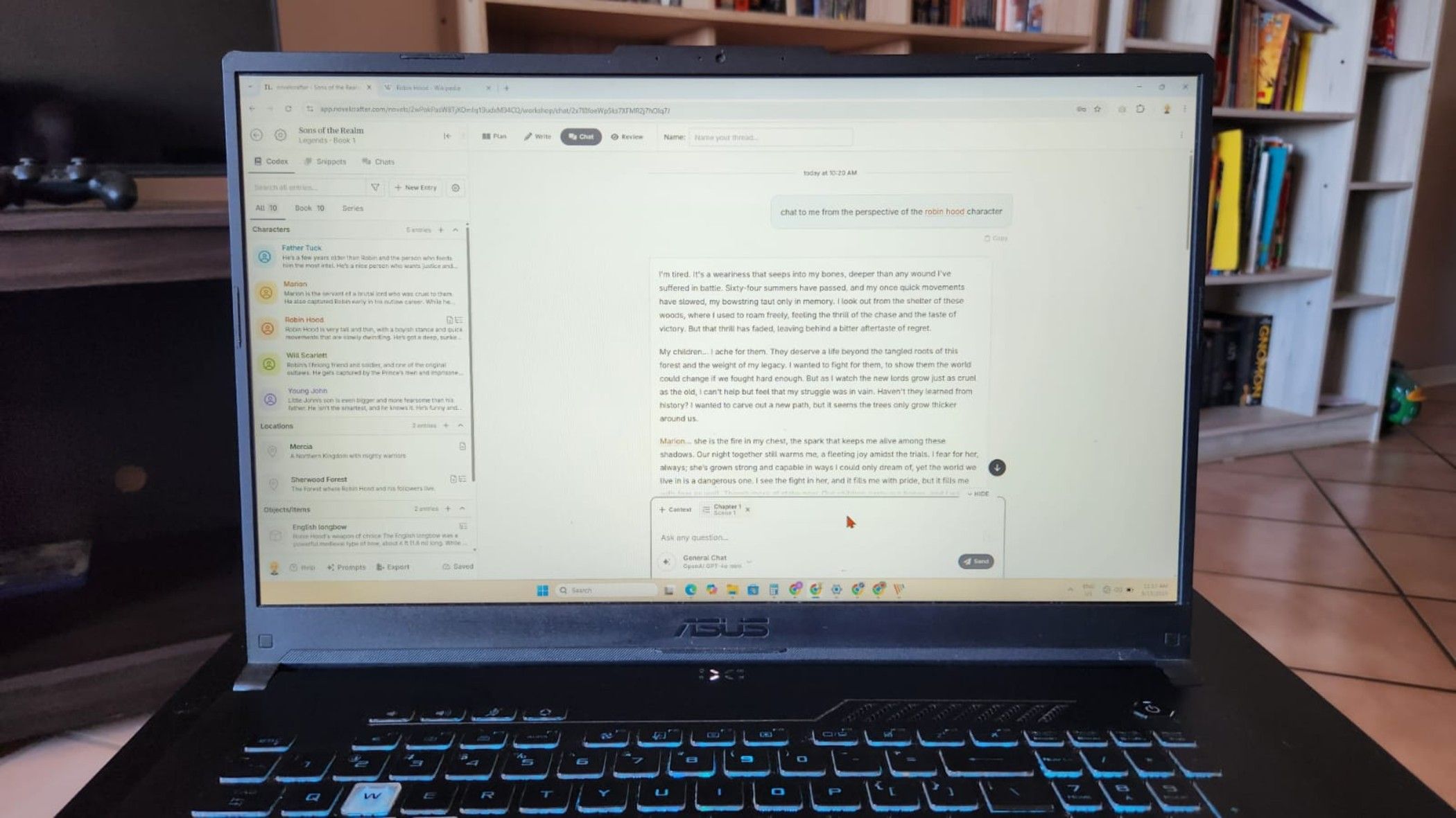 Modern writing app interface on a laptop