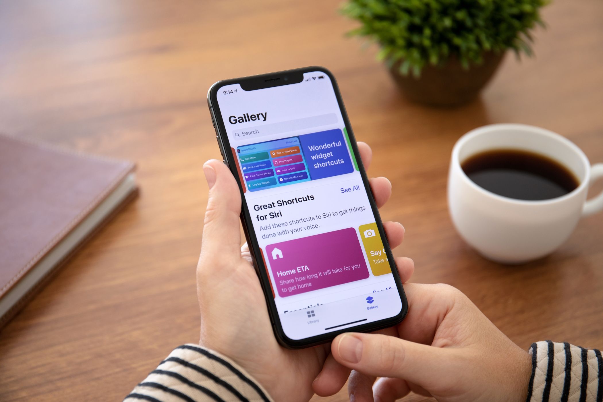 iPhone with shortcuts app, representing tech habits.