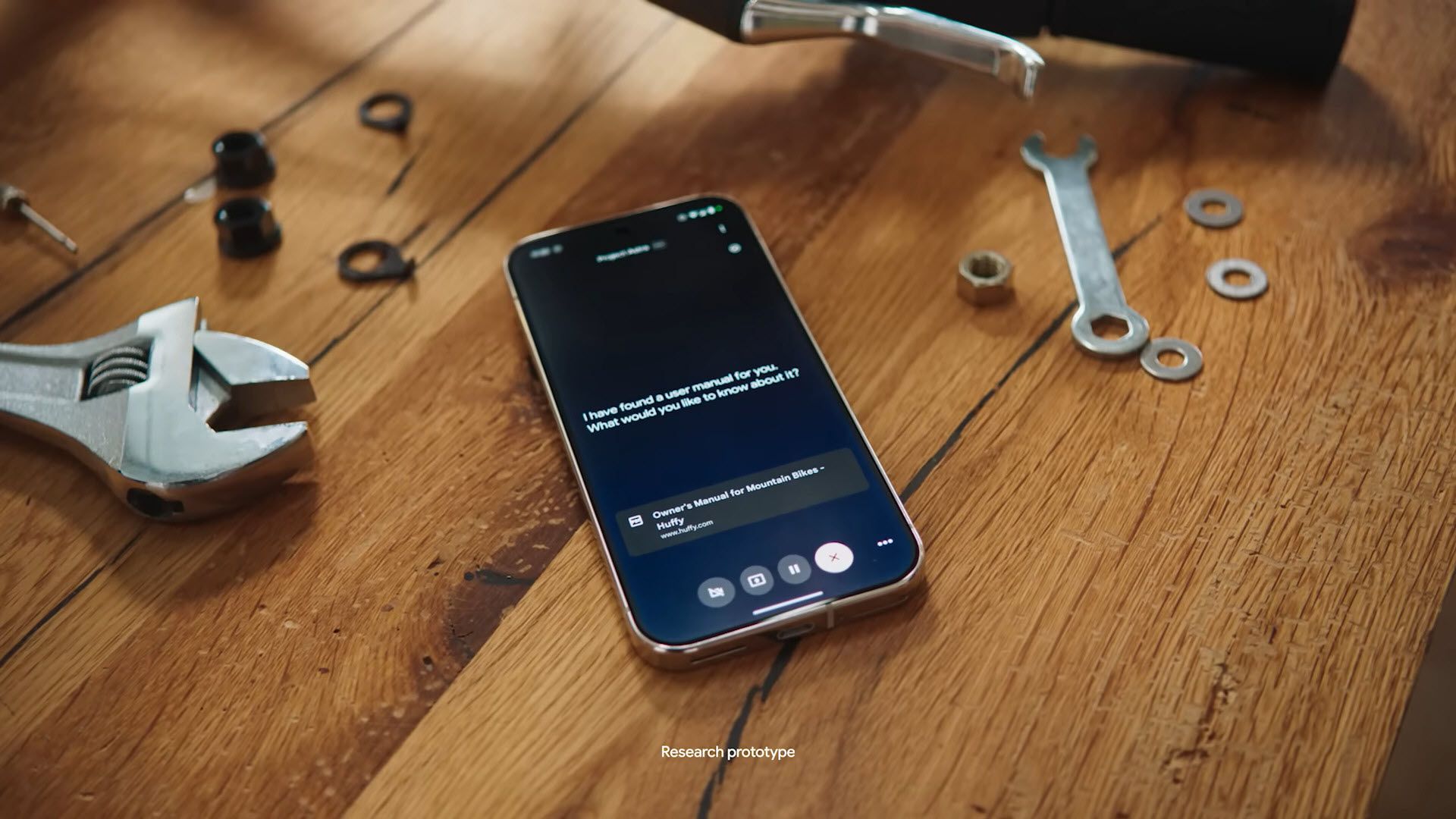 Google AI assistant demo screen with app automation.