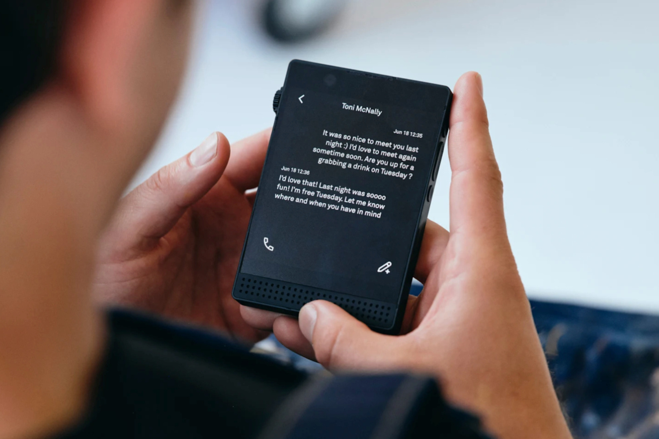 Minimalist phone in hand