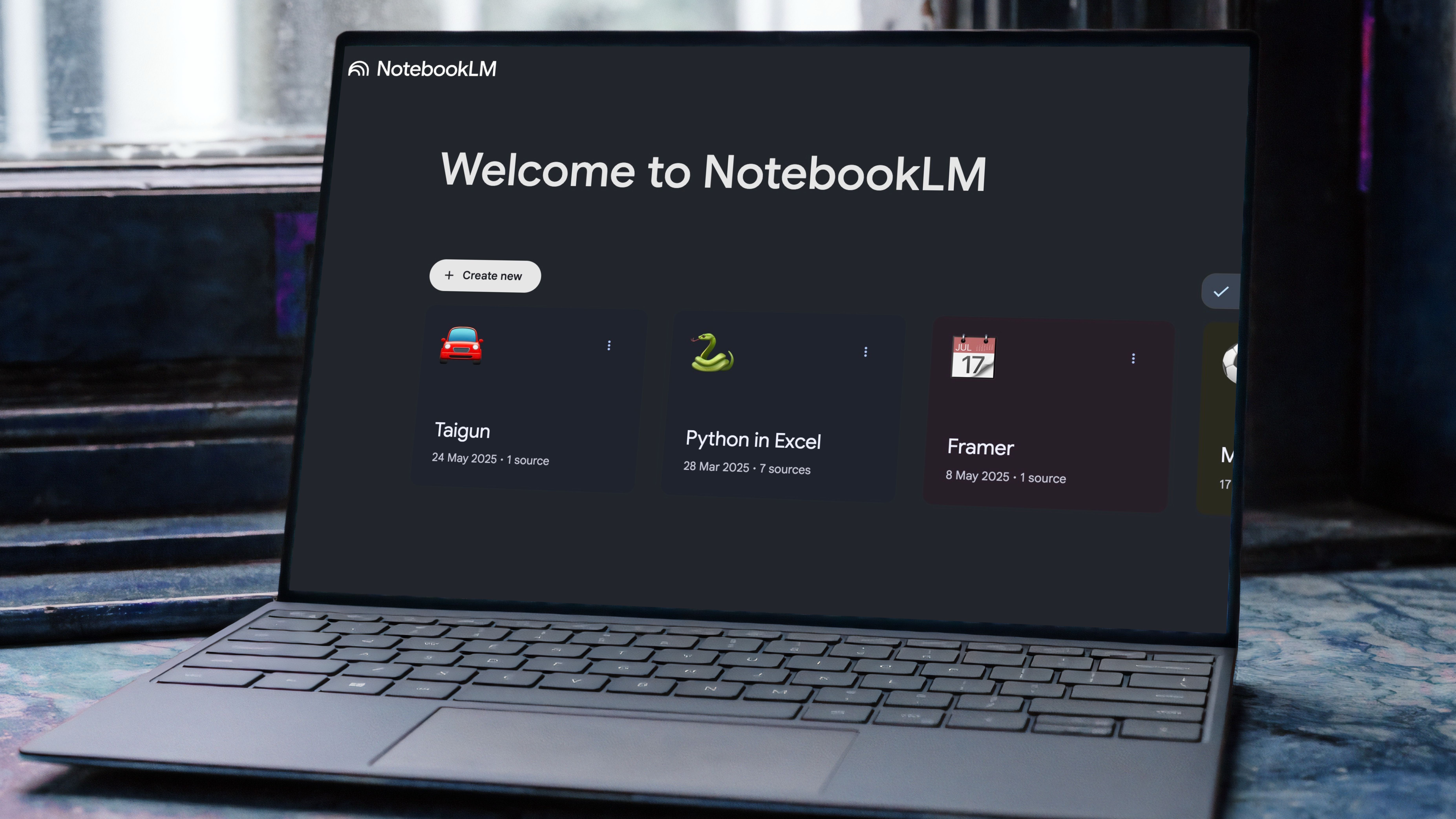 NotebookLM app interface on a computer screen
