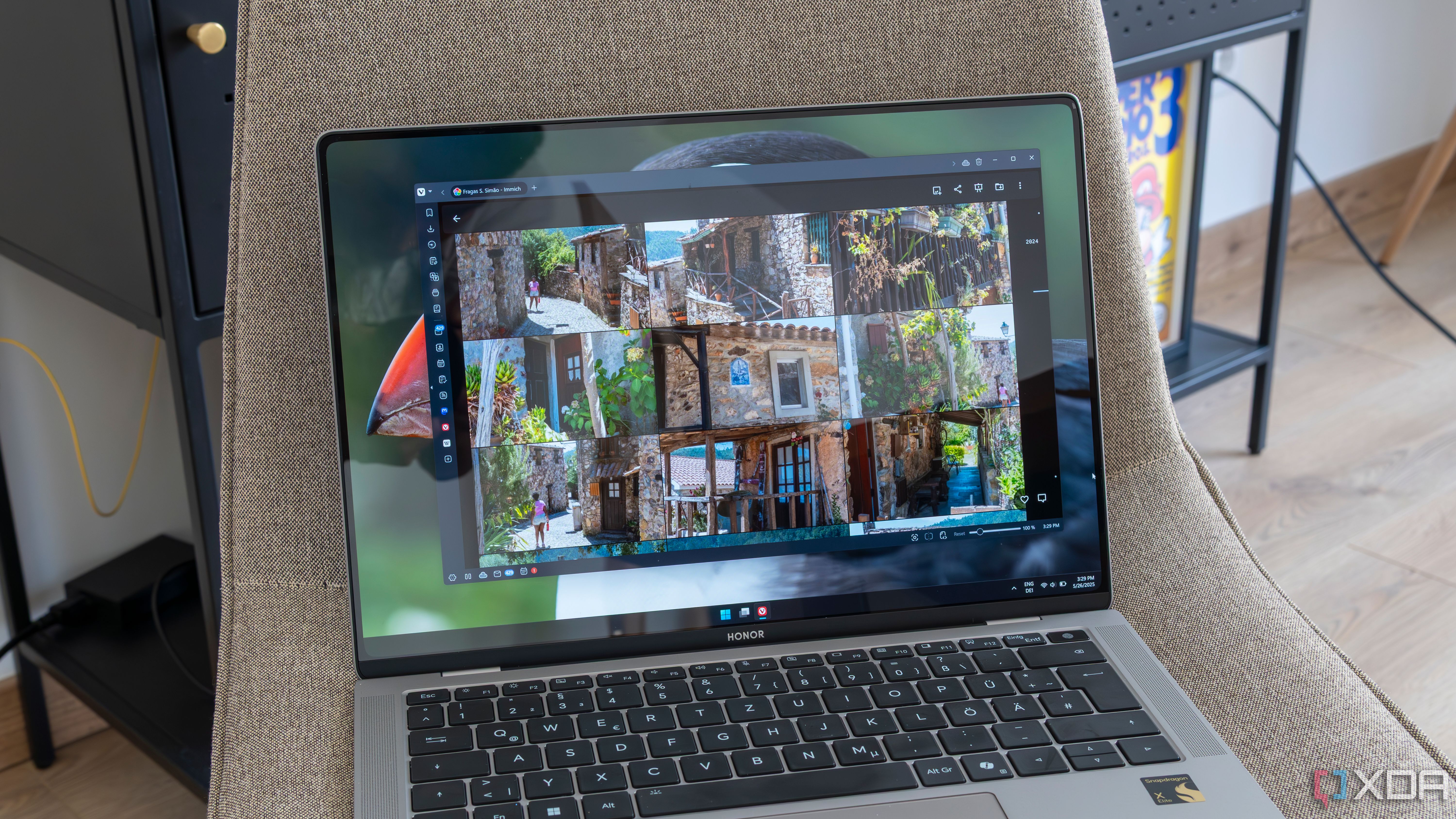 Laptop open with photo storage application