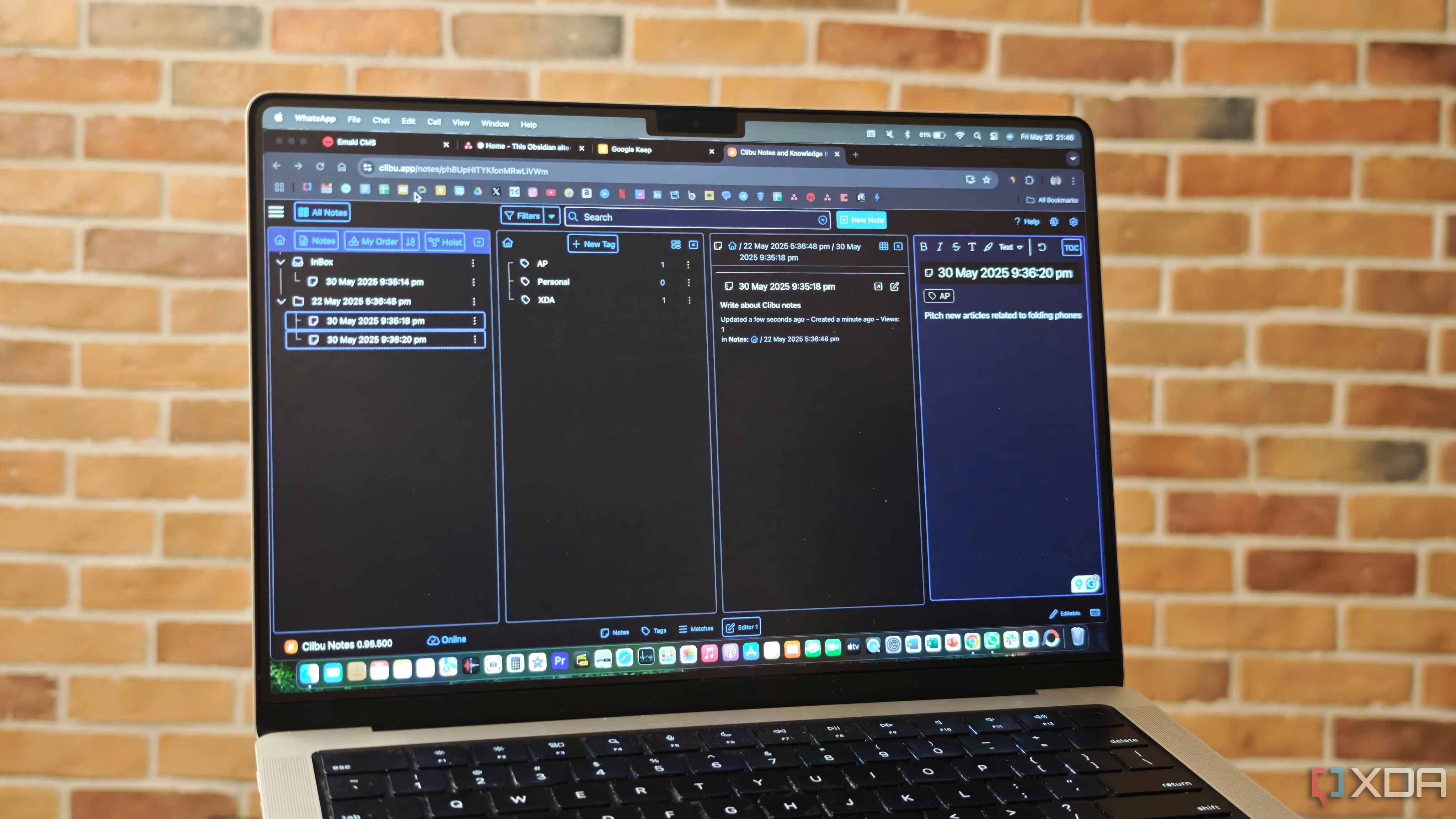 Clibu Notes homepage in browser window
