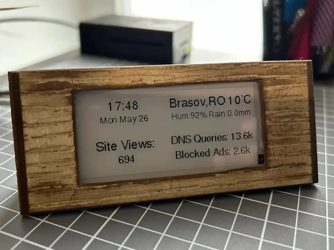 A smart e-ink dashboard in a home office
