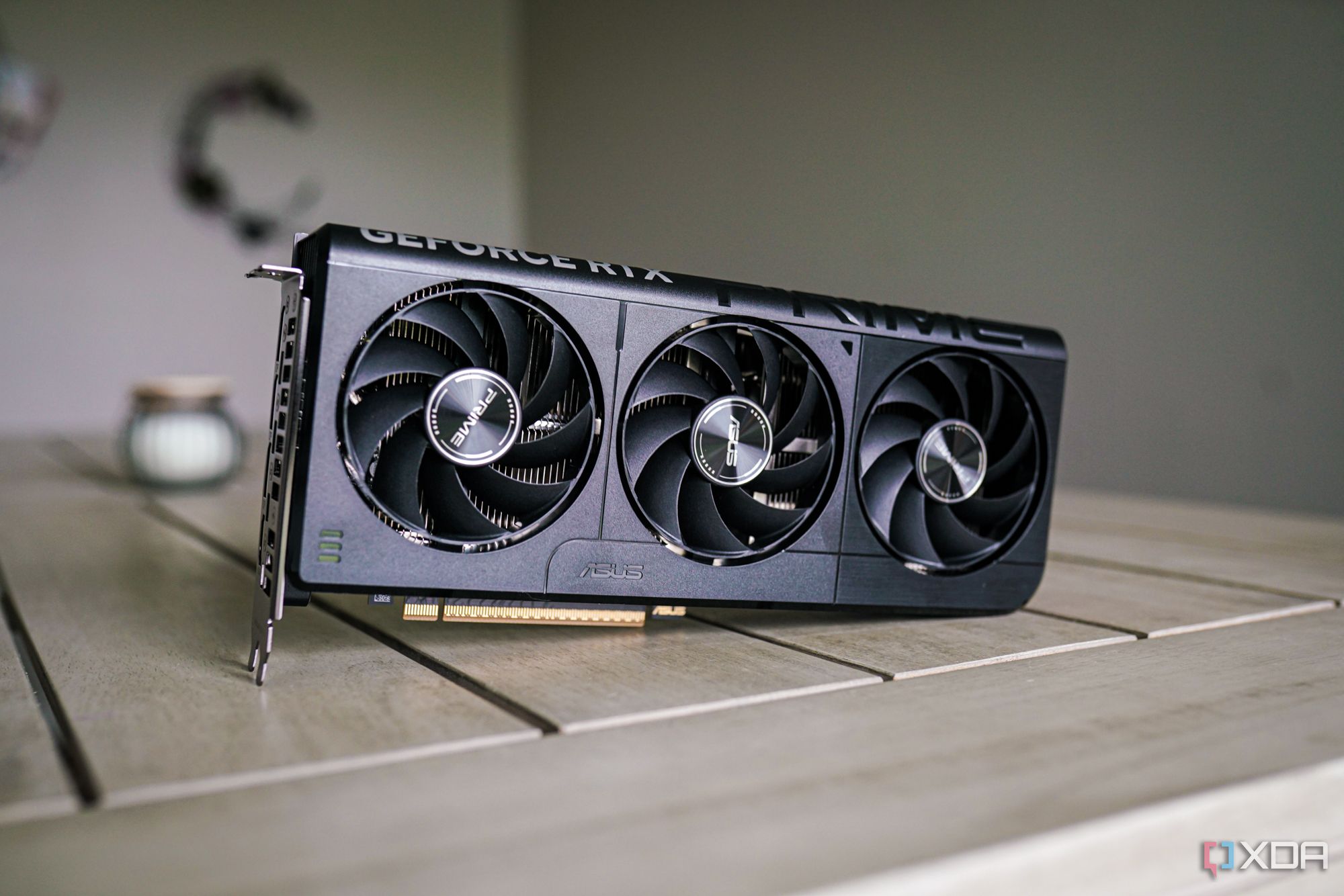 A close-up view of the RTX 5060 graphics card.