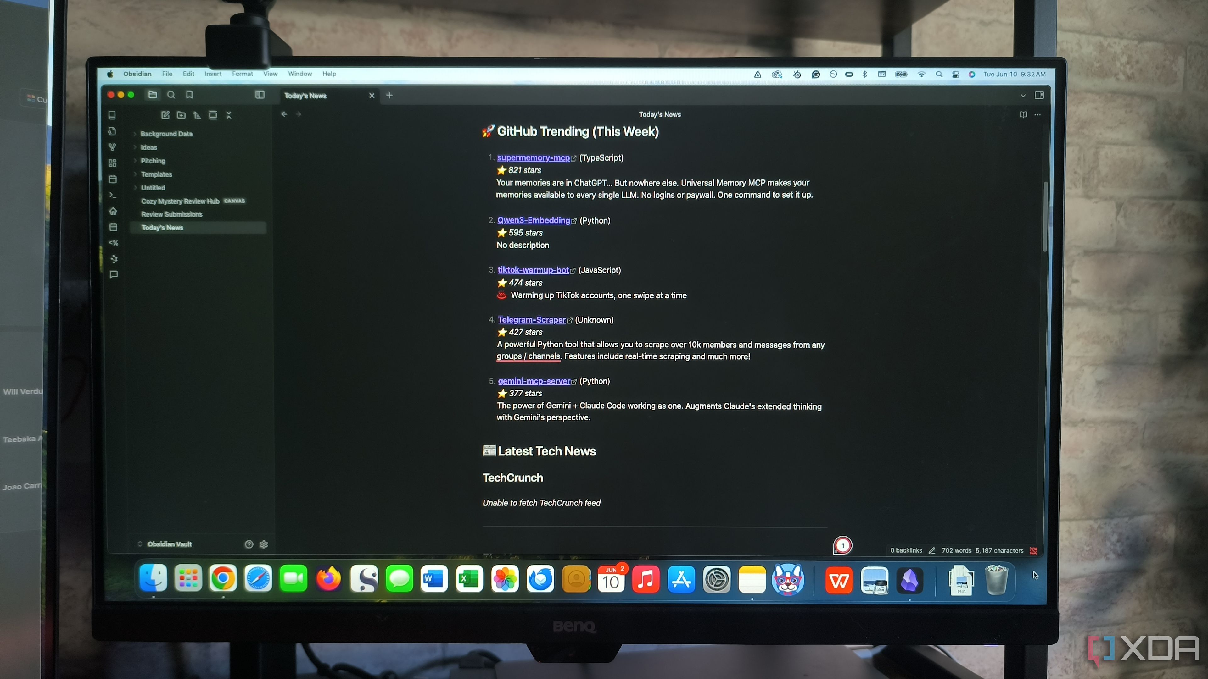 A laptop screen showing Obsidian note-taking app open with Templater plugin