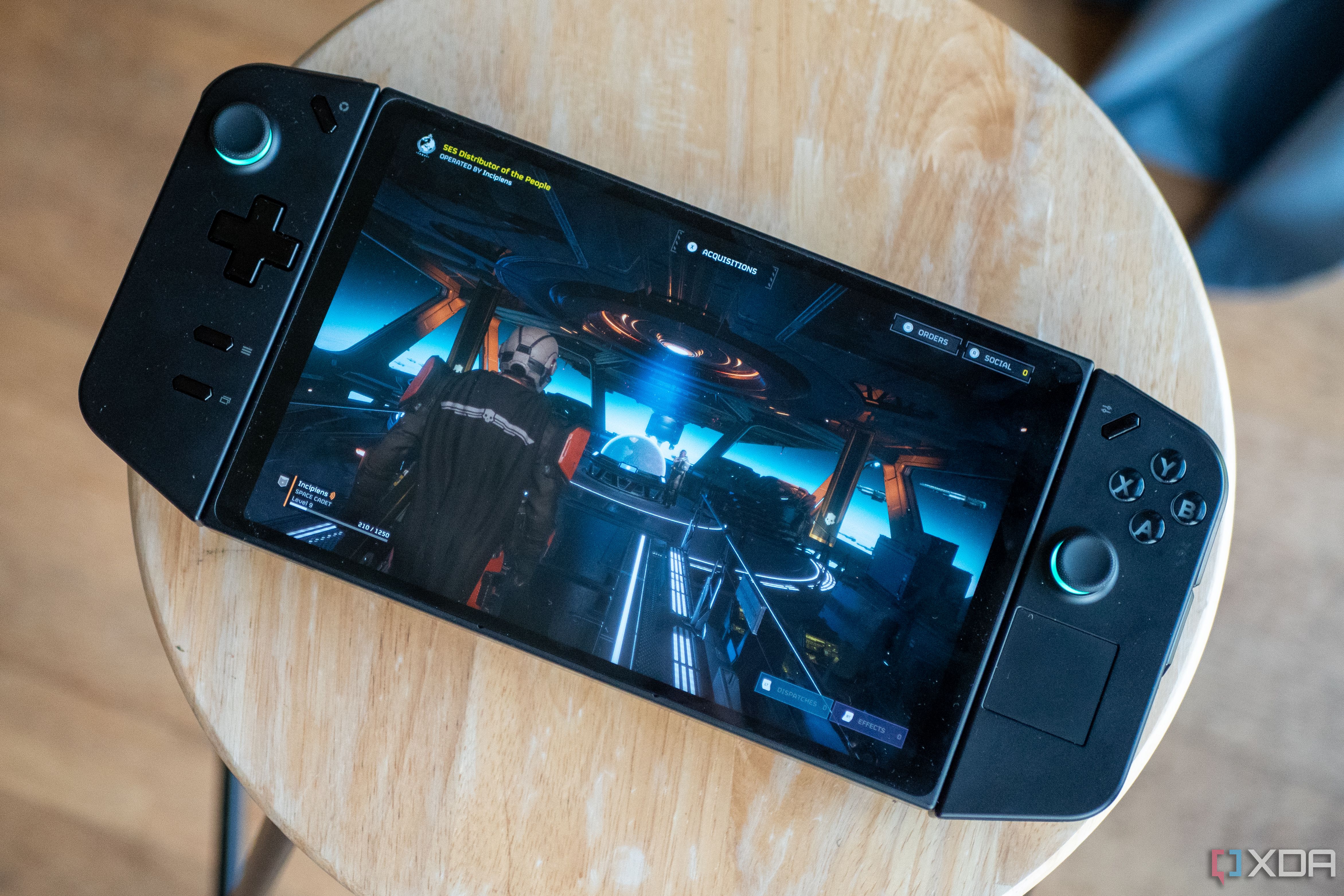 A gaming console with players engaged in an online game