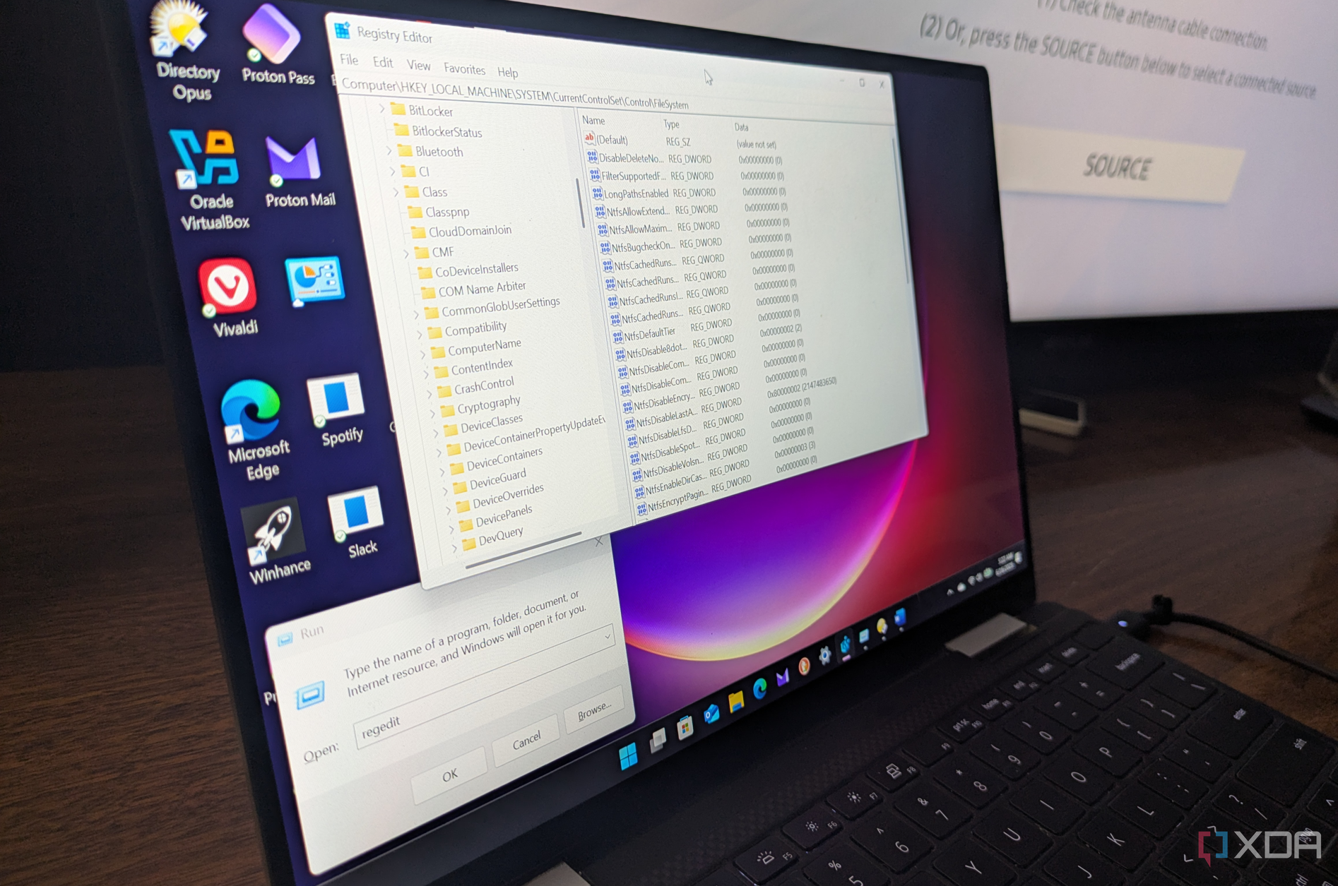 Laptop displaying Windows Registry Editor