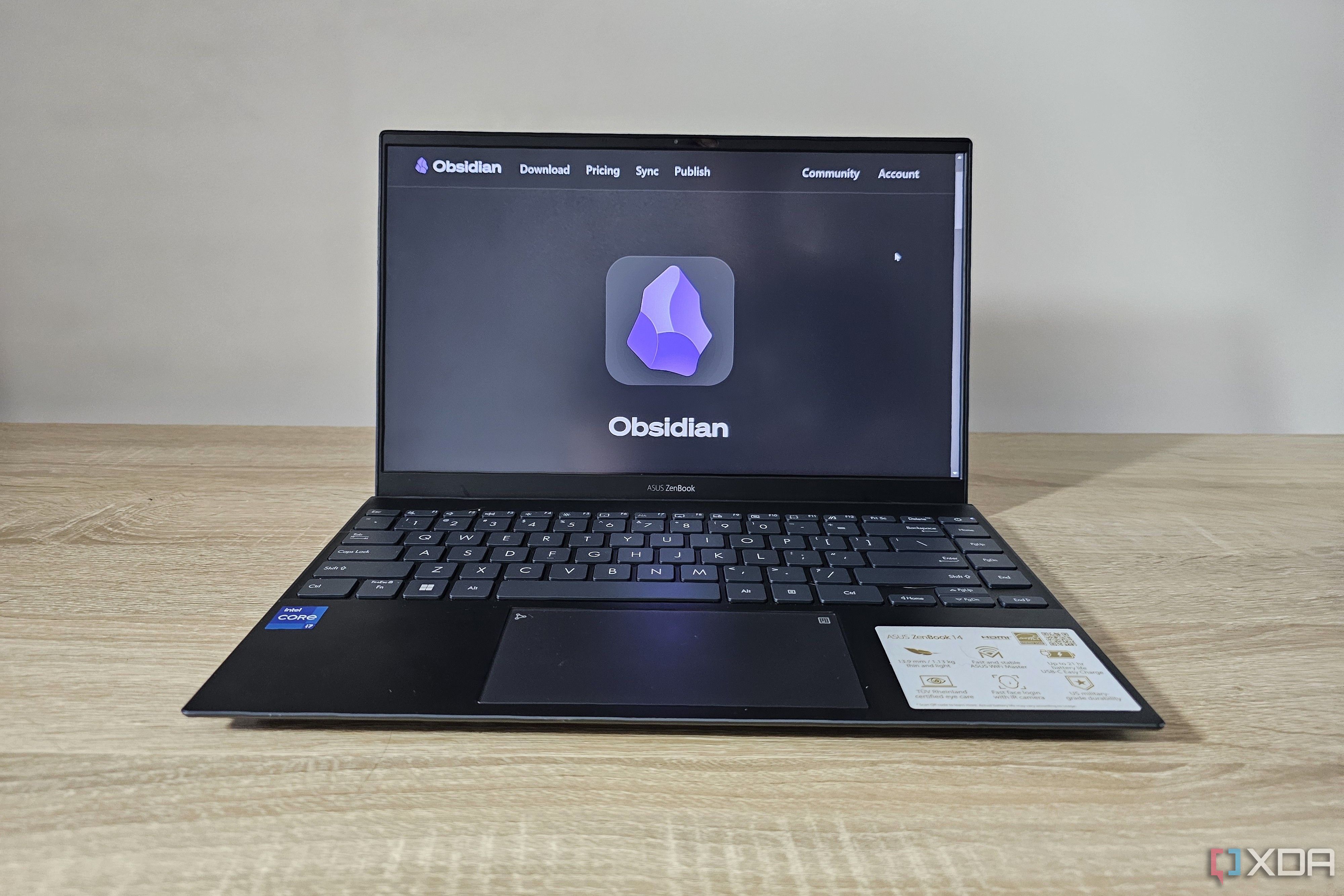 Obsidian app styled on a laptop screen