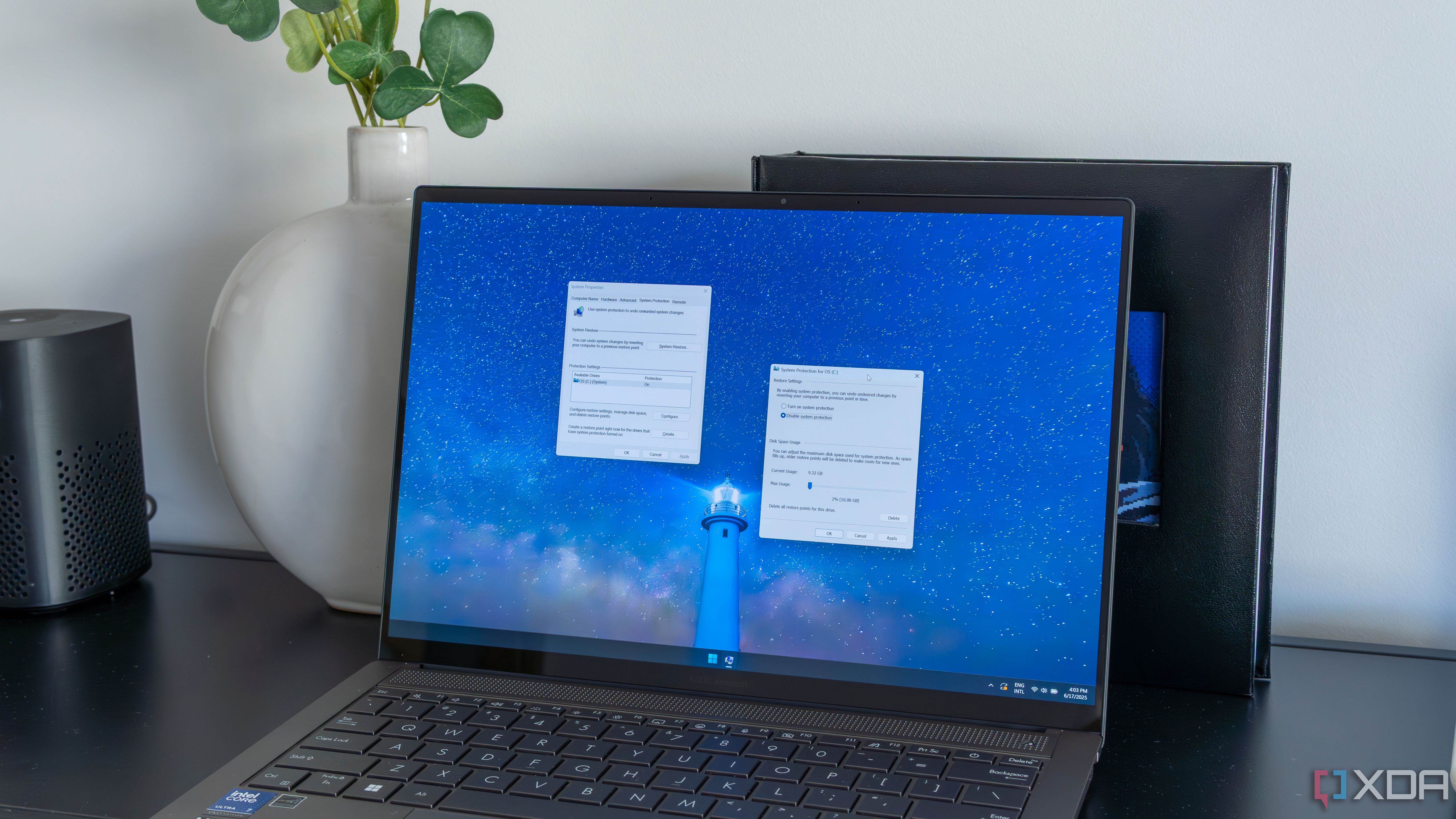 Windows 11 laptop with system restore screen
