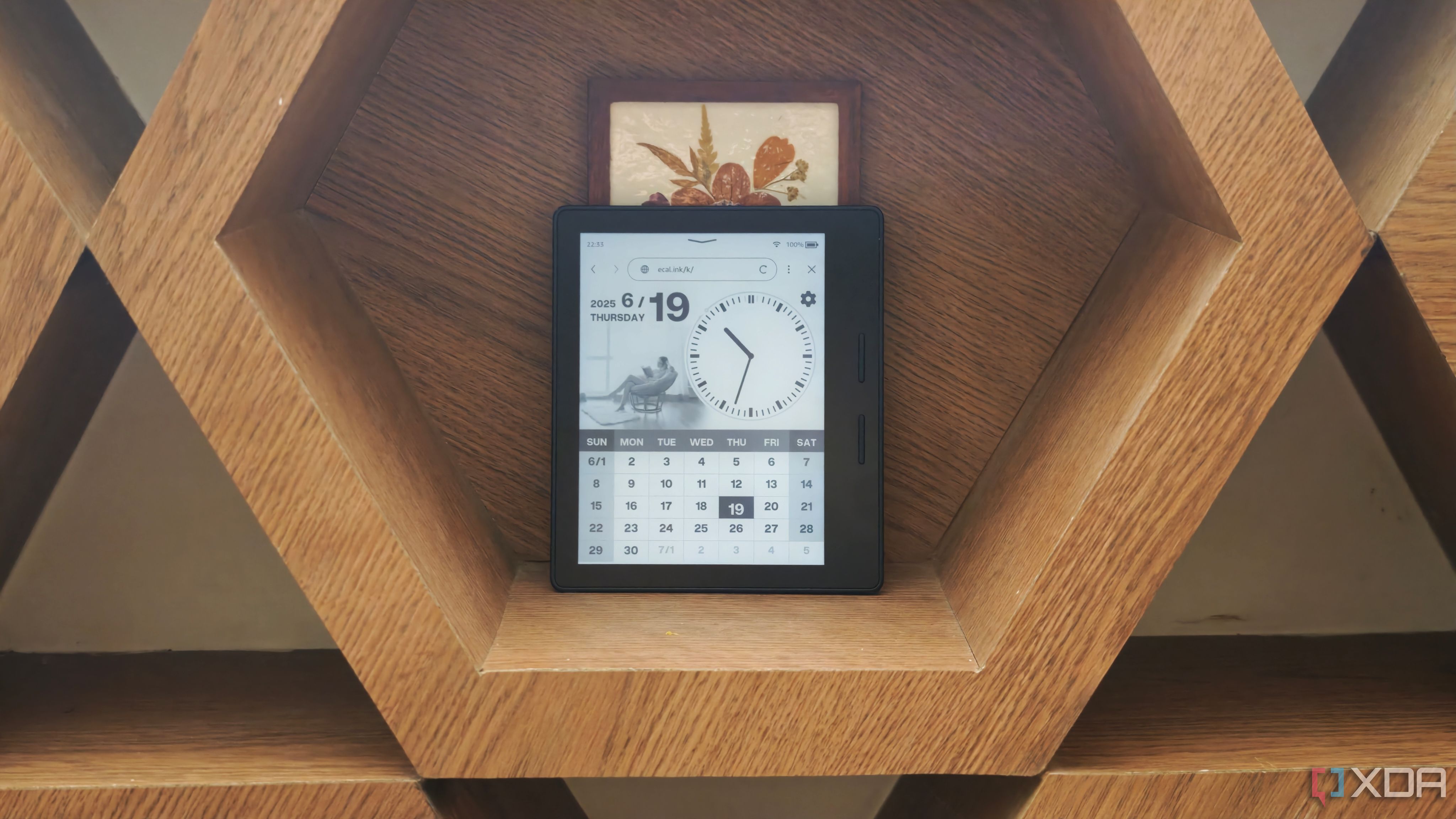 Old Kindle repurposed as a wall calendar