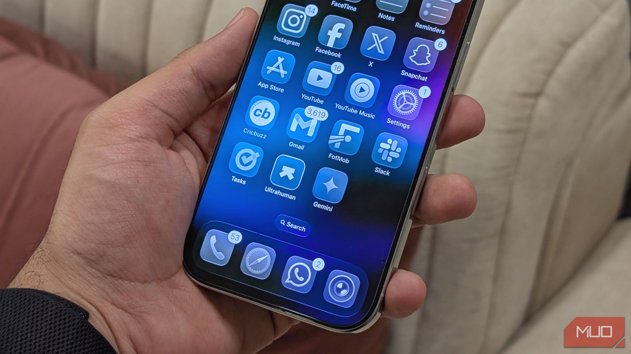 iOS 26 home screen with widgets