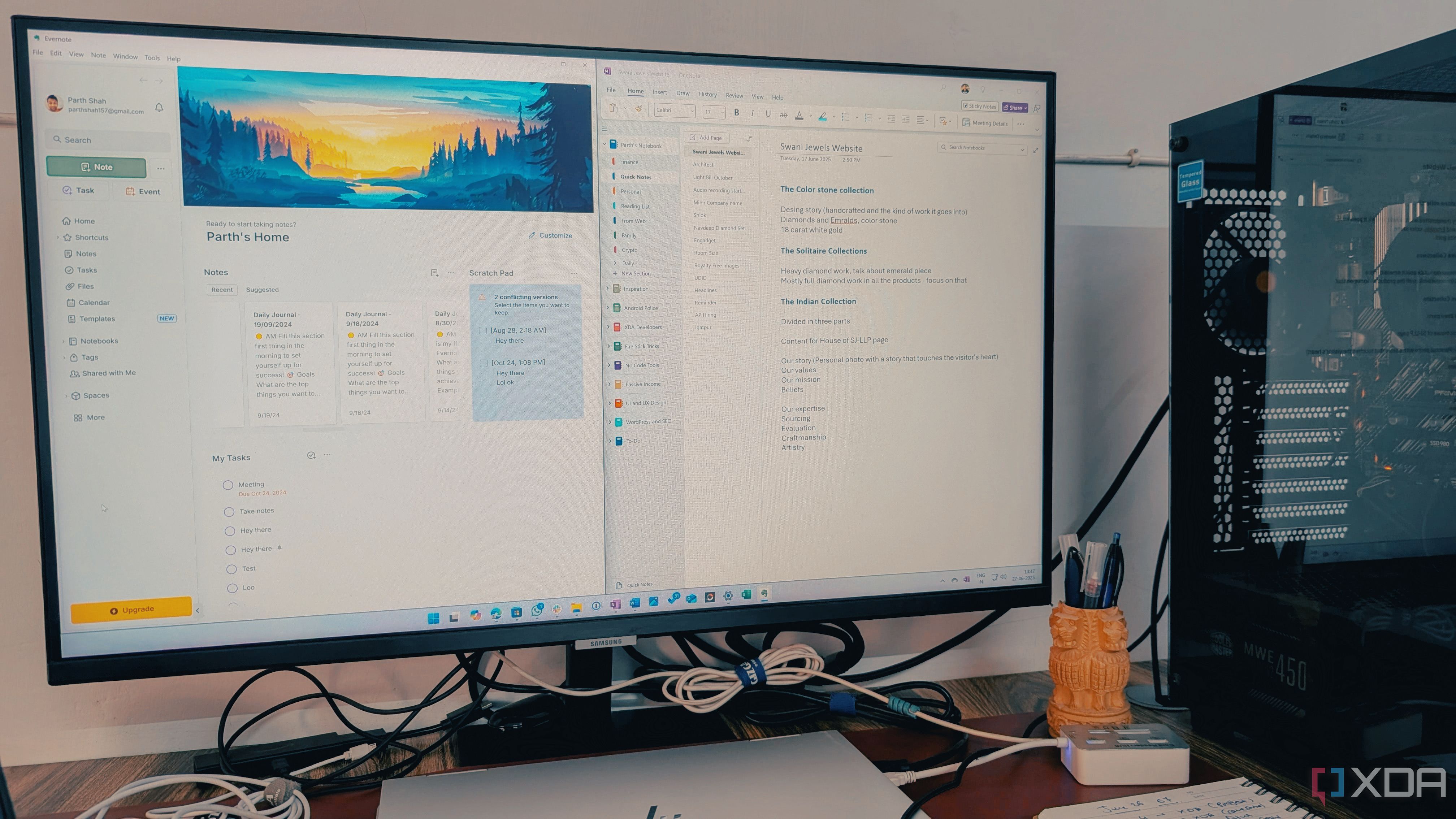 OneNote and Evernote comparison screenshot