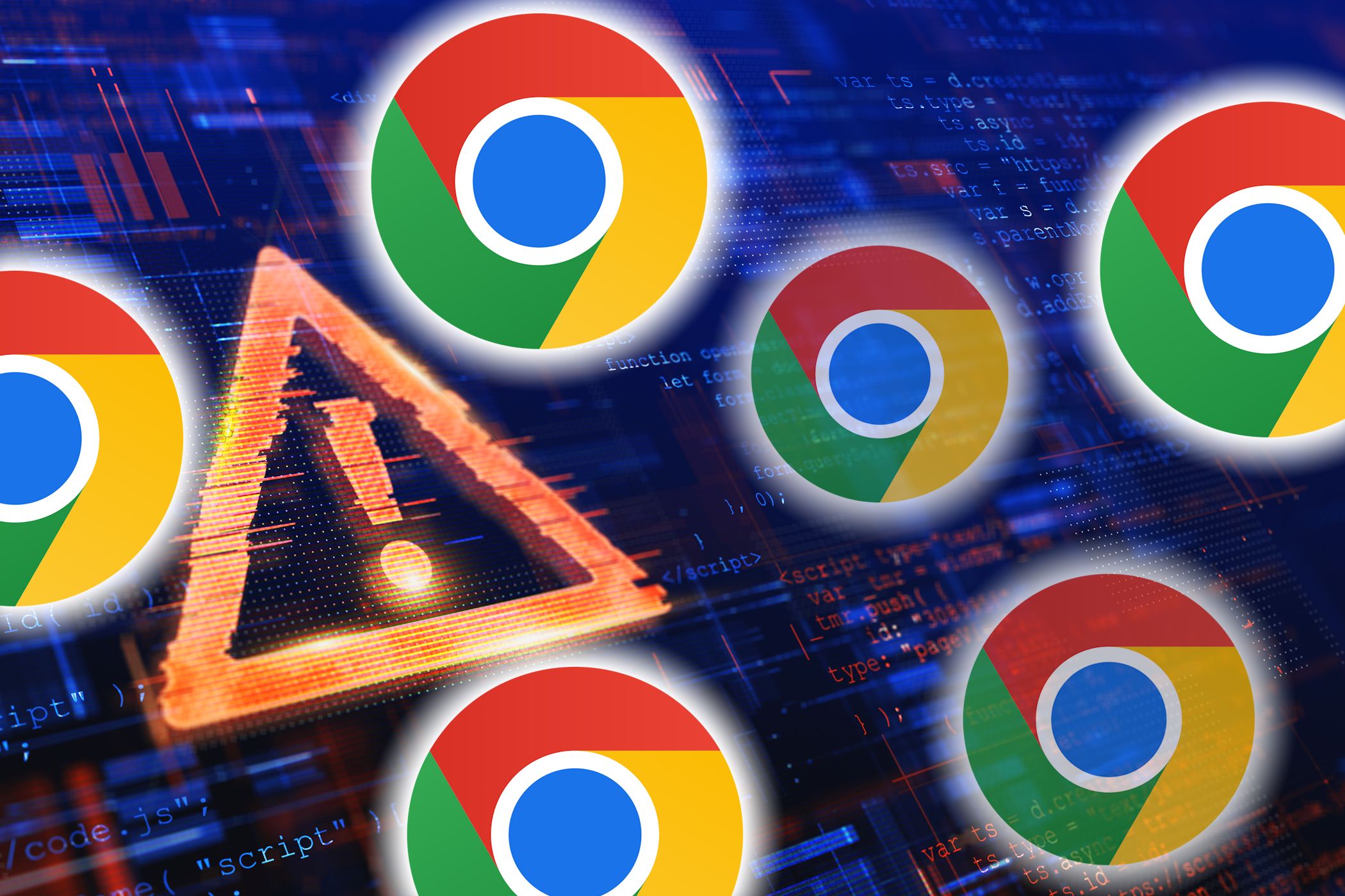 Chrome logo with alert sign