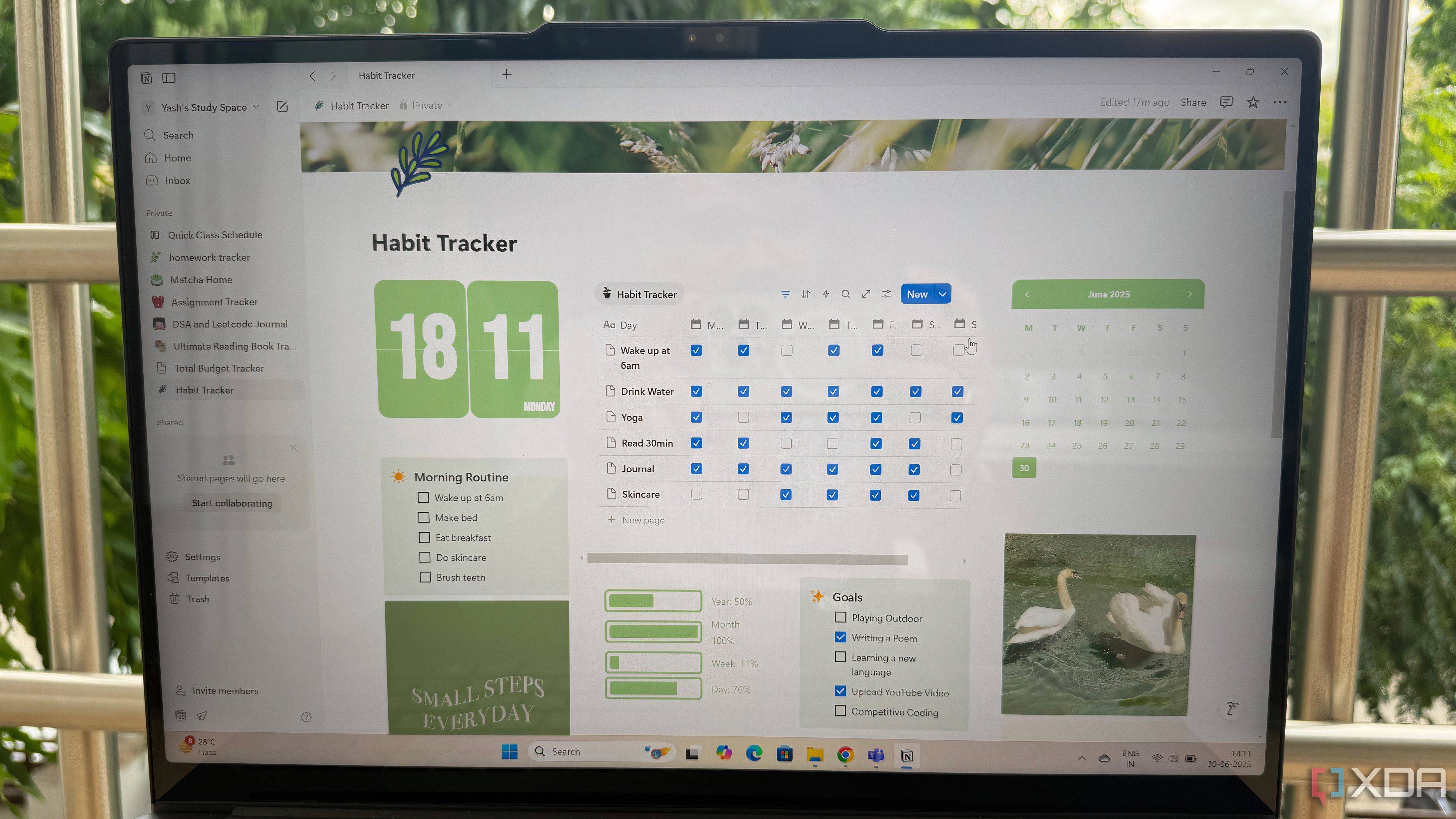 Notion templates for habit tracking on a laptop
