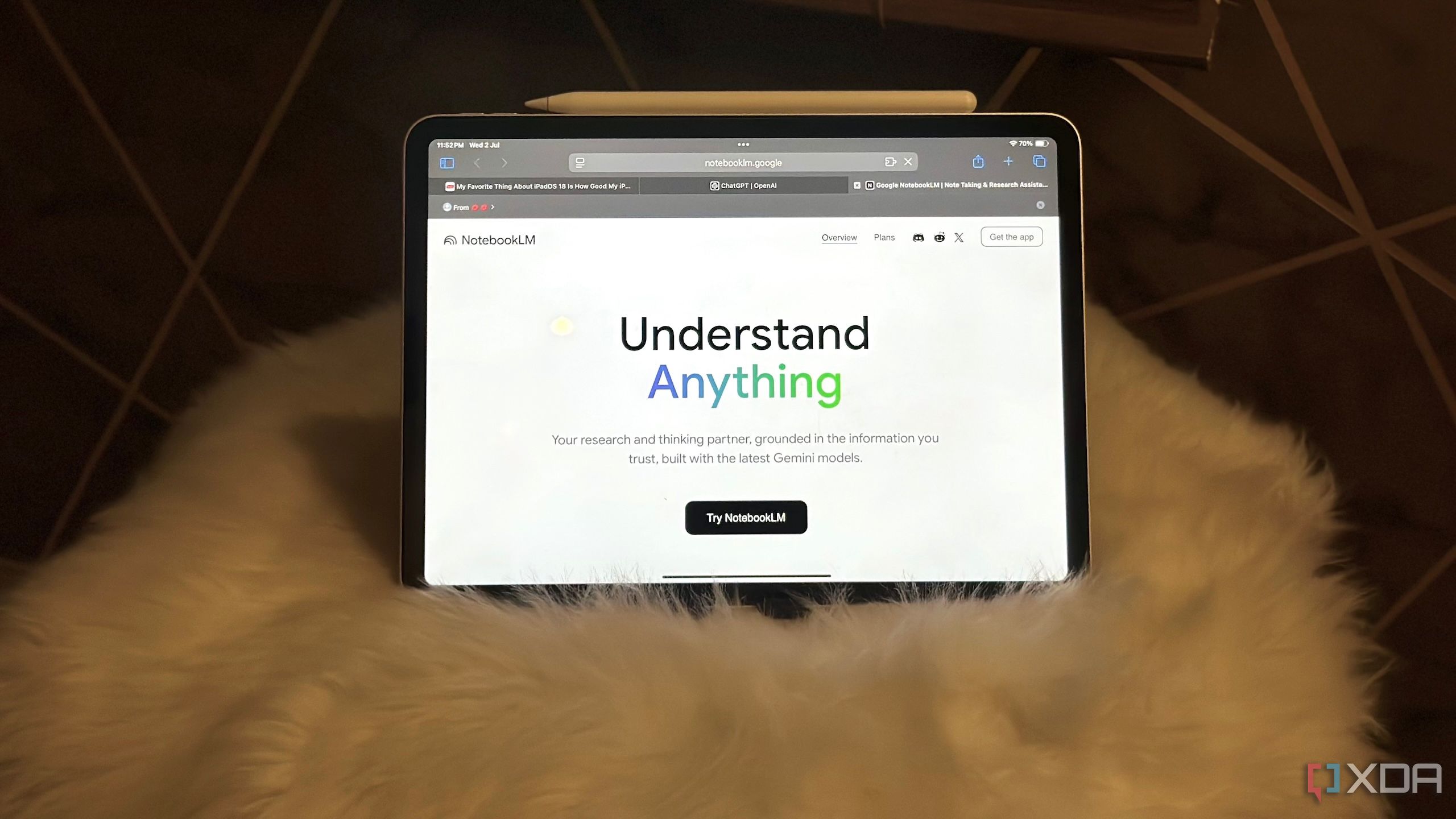 NotebookLM AI app on iPad