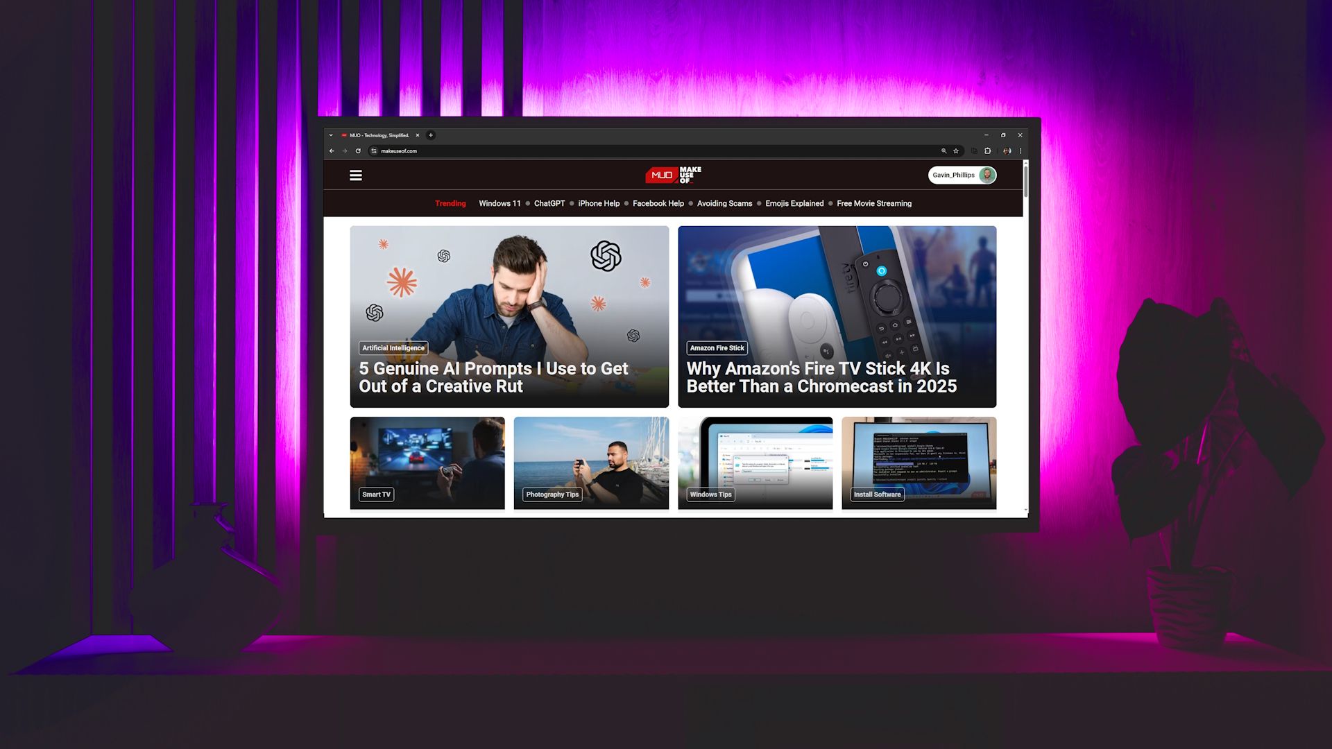 Person browsing web on Smart TV