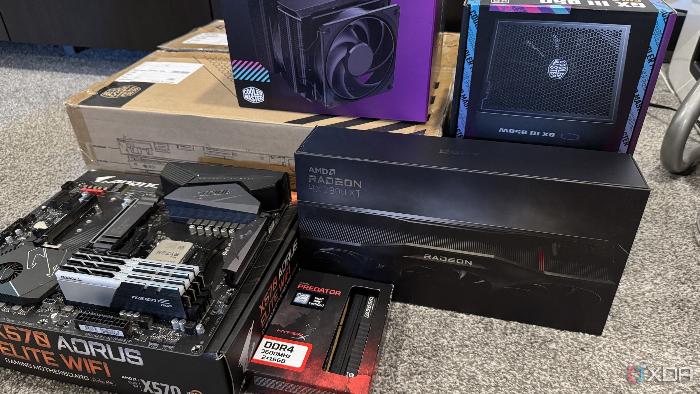 Stack of PC parts