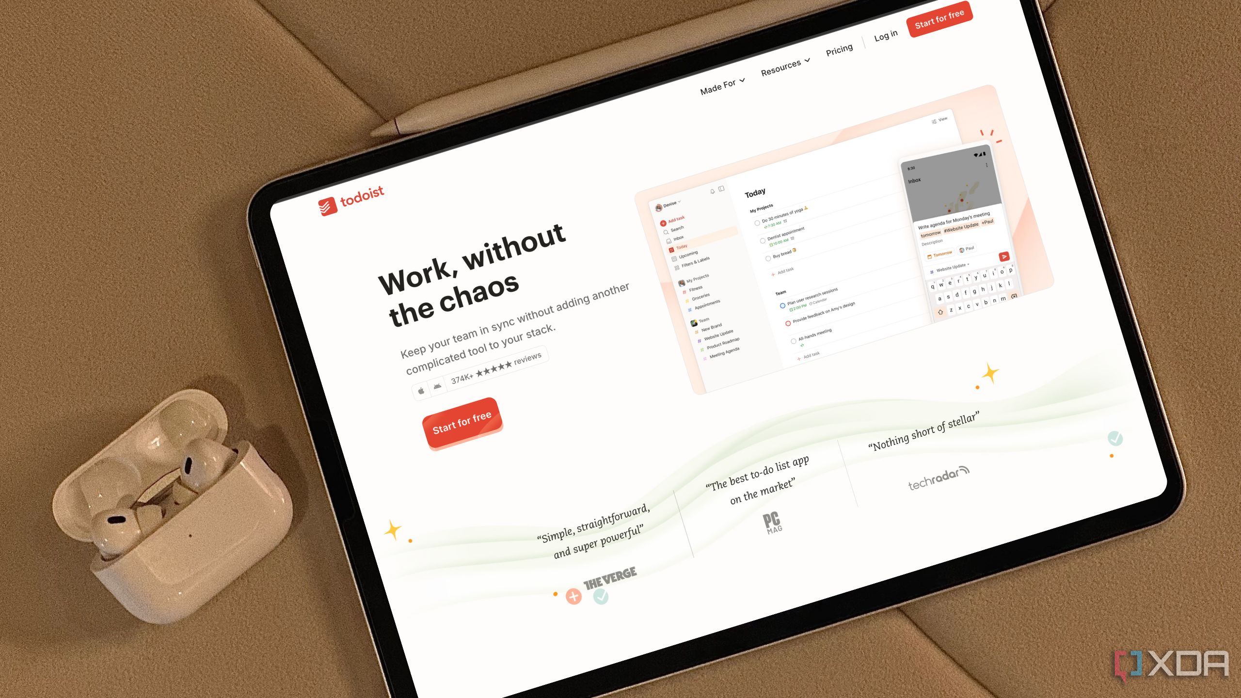 Todoist app interface on a computer screen
