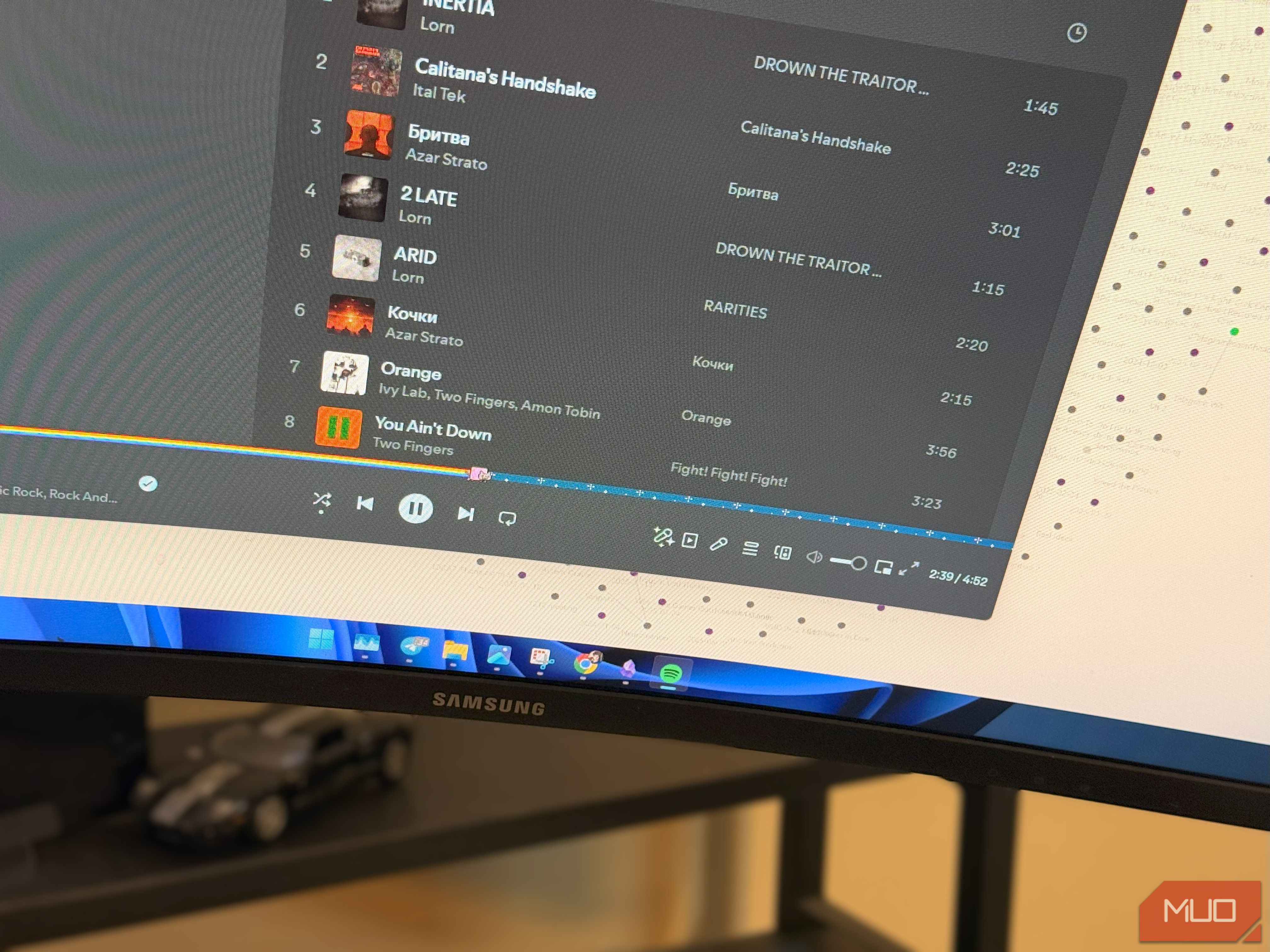 Custom themed Spotify interface on computer screen