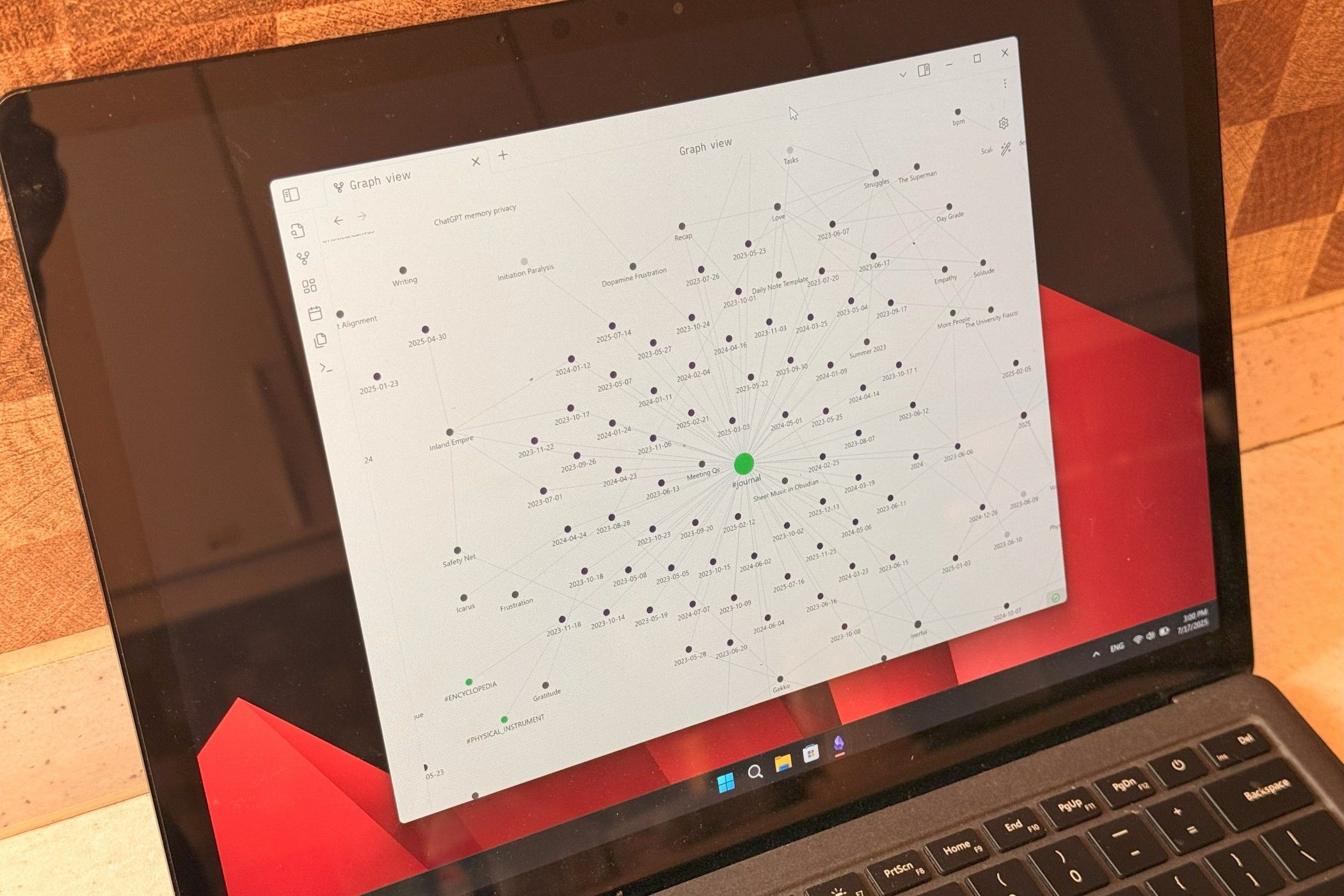 Obsidian graph view on laptop