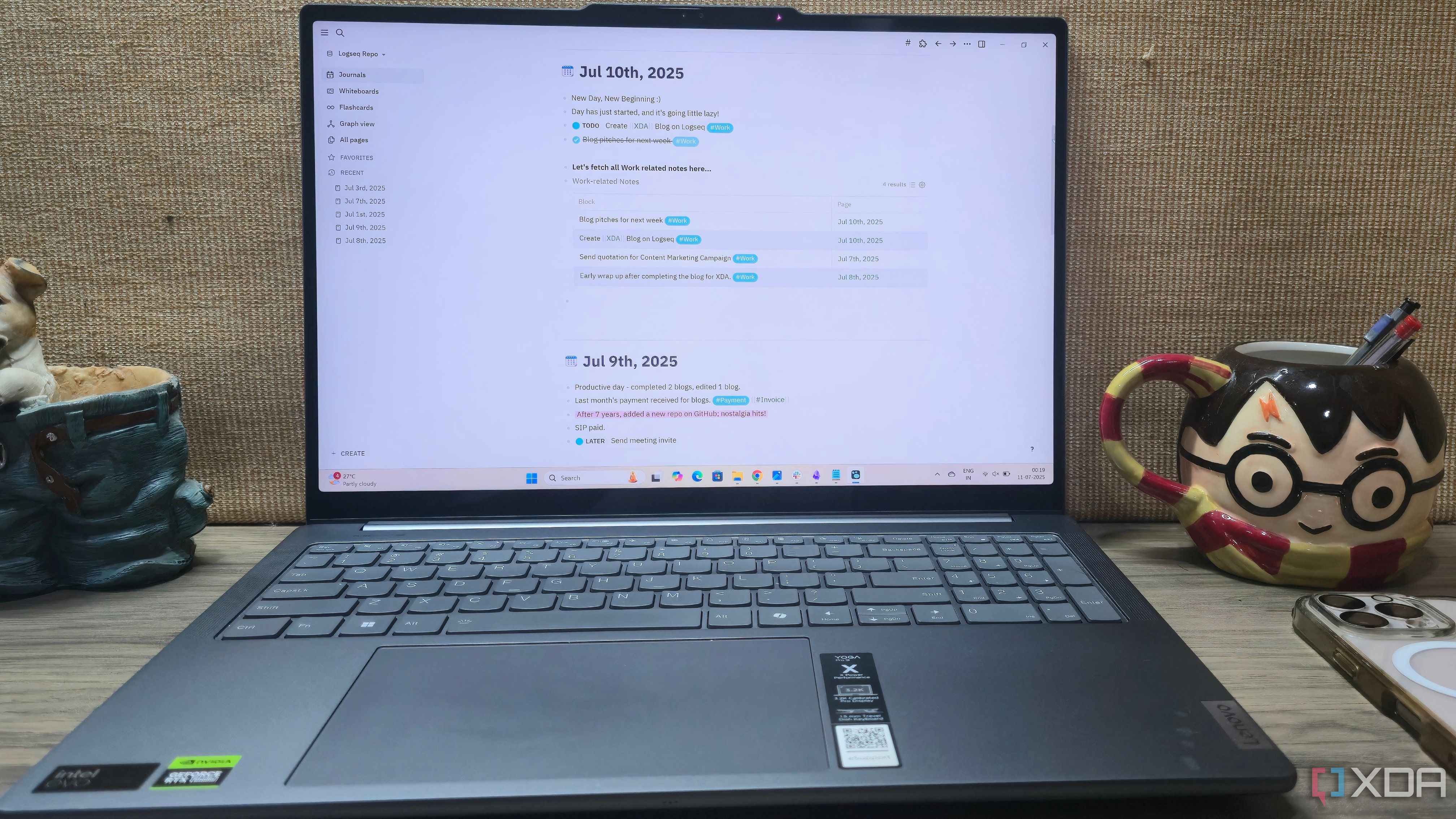 Logseq plugin dashboard on laptop